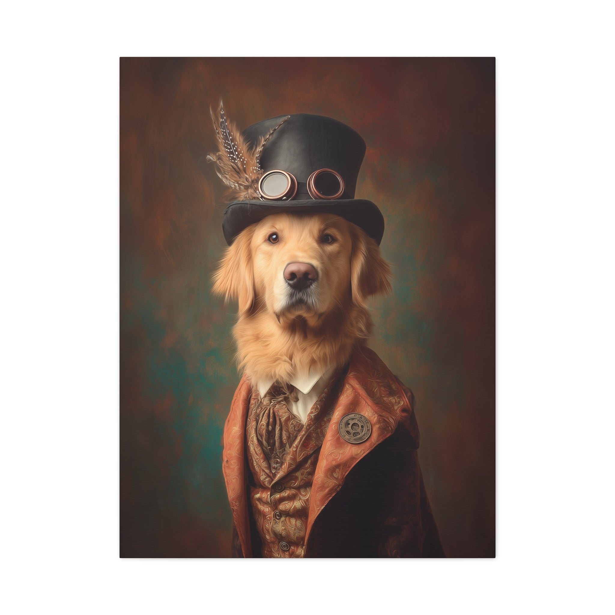 Steampunk Golden Retriever Canvas Art