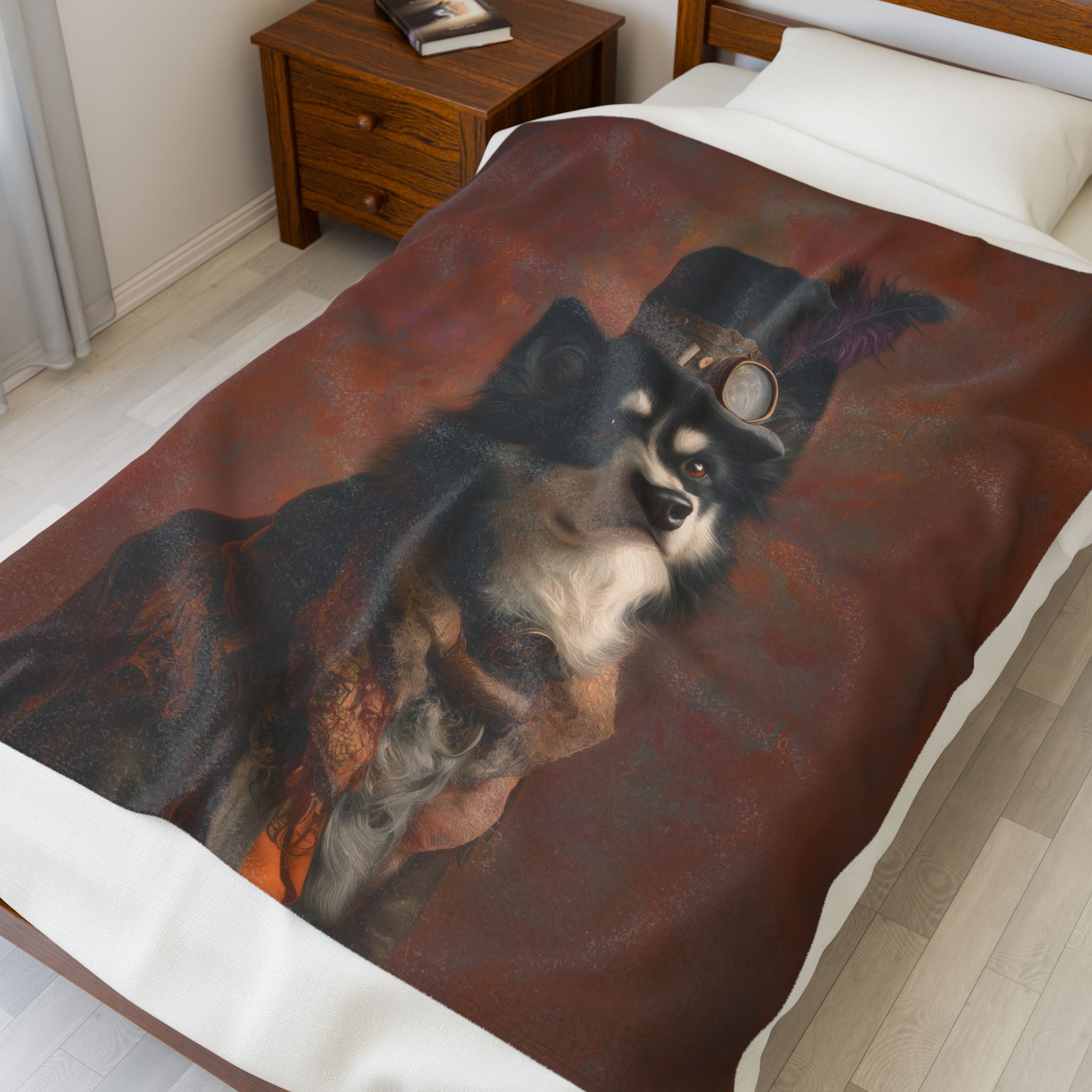Steampunk Alaskan Malamute Plush Blanket