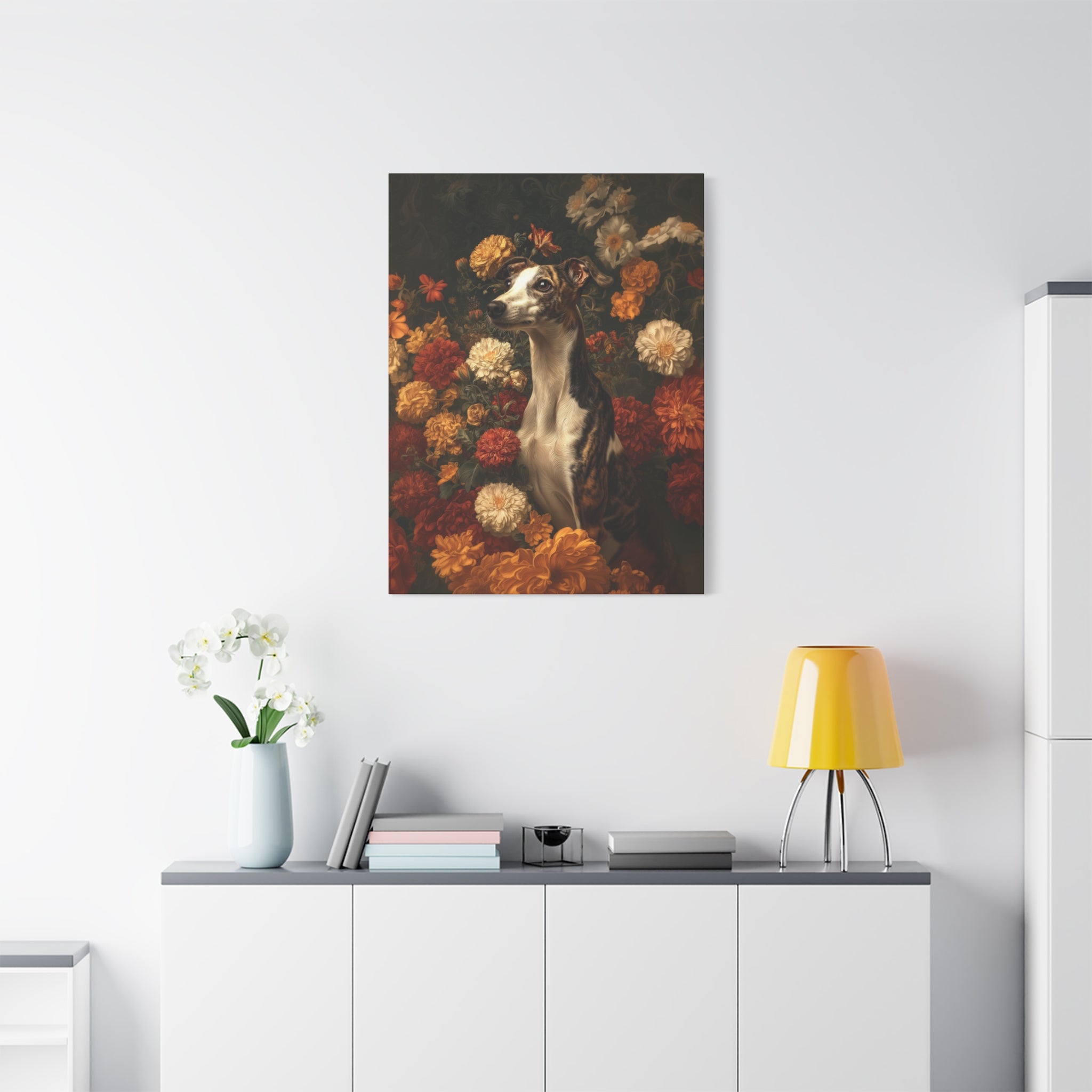 Botanical Whippet Canvas Art