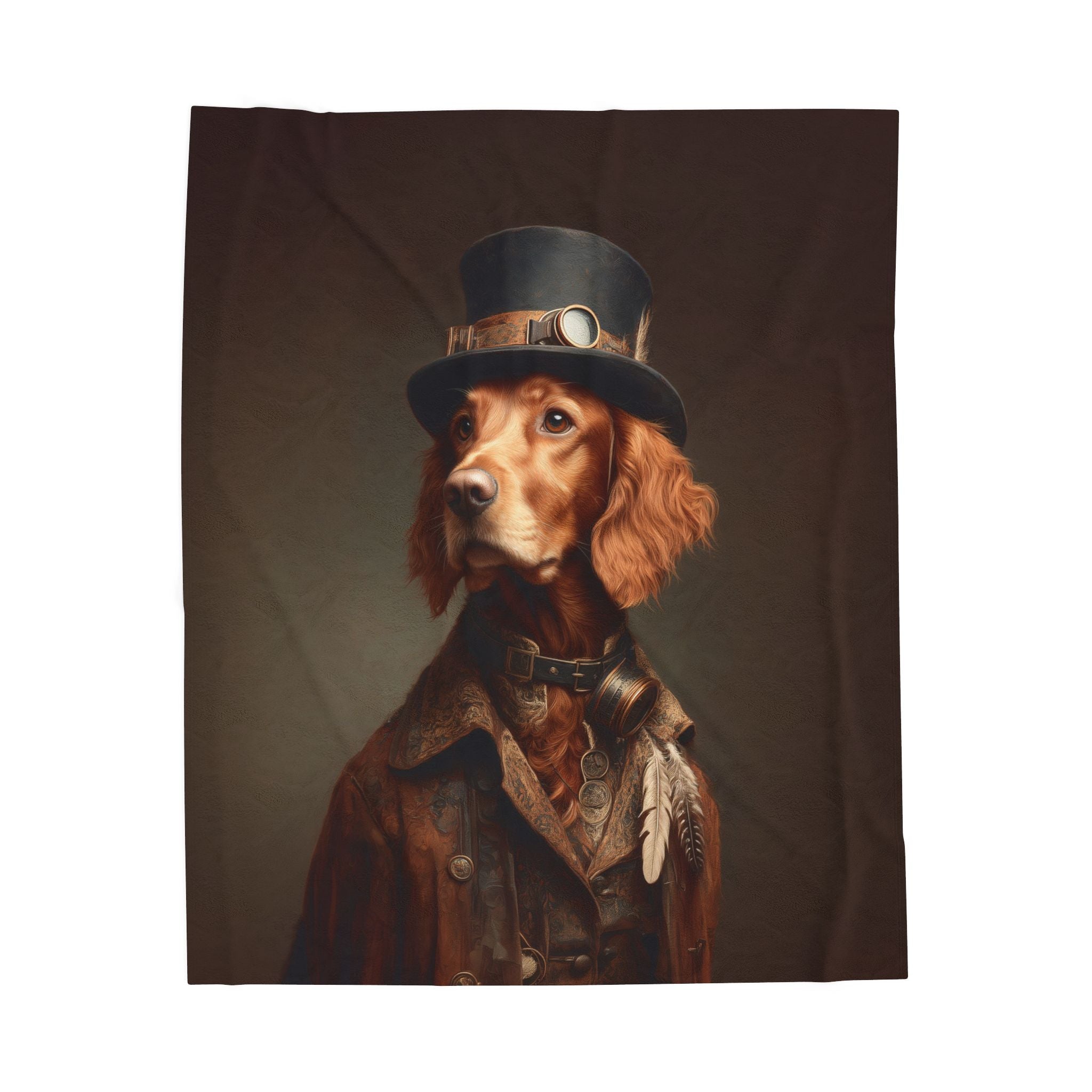 Steampunk Irish Setter Plush Blanket