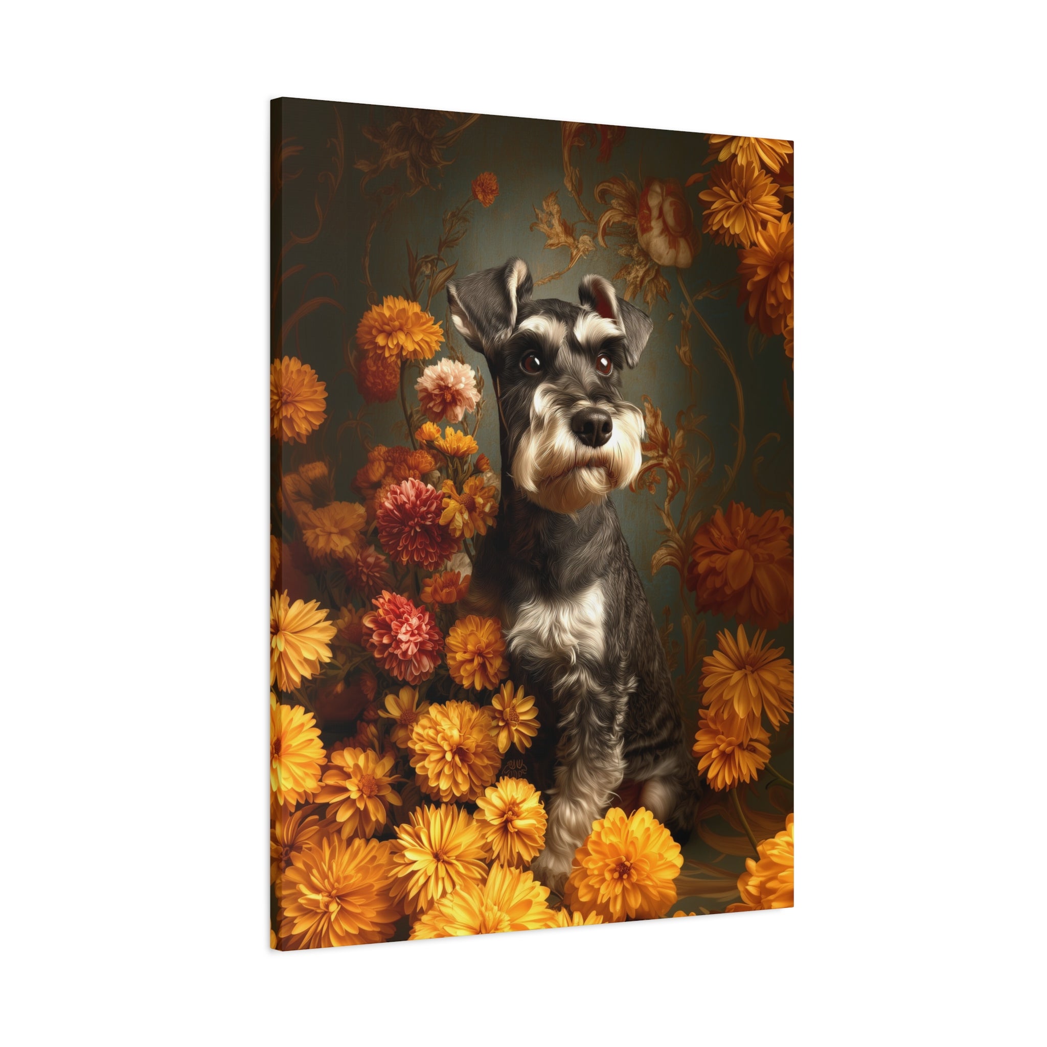 Botanical Miniature Schnauzer Canvas Art