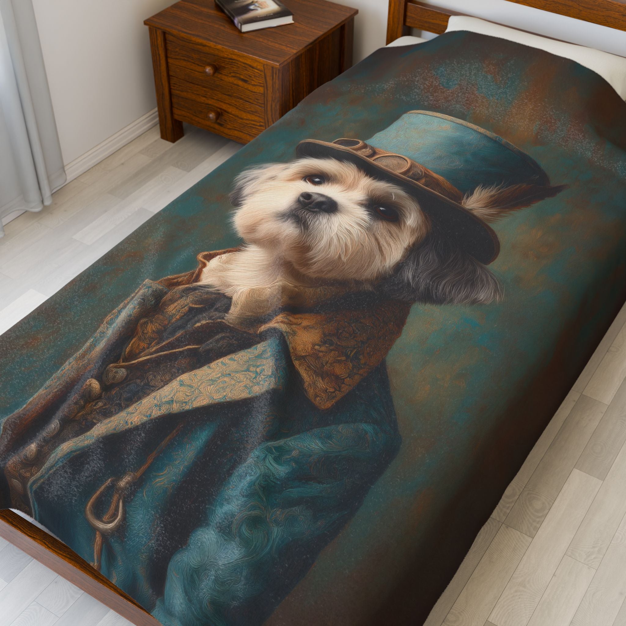 Steampunk Shih Tzu Plush Blanket