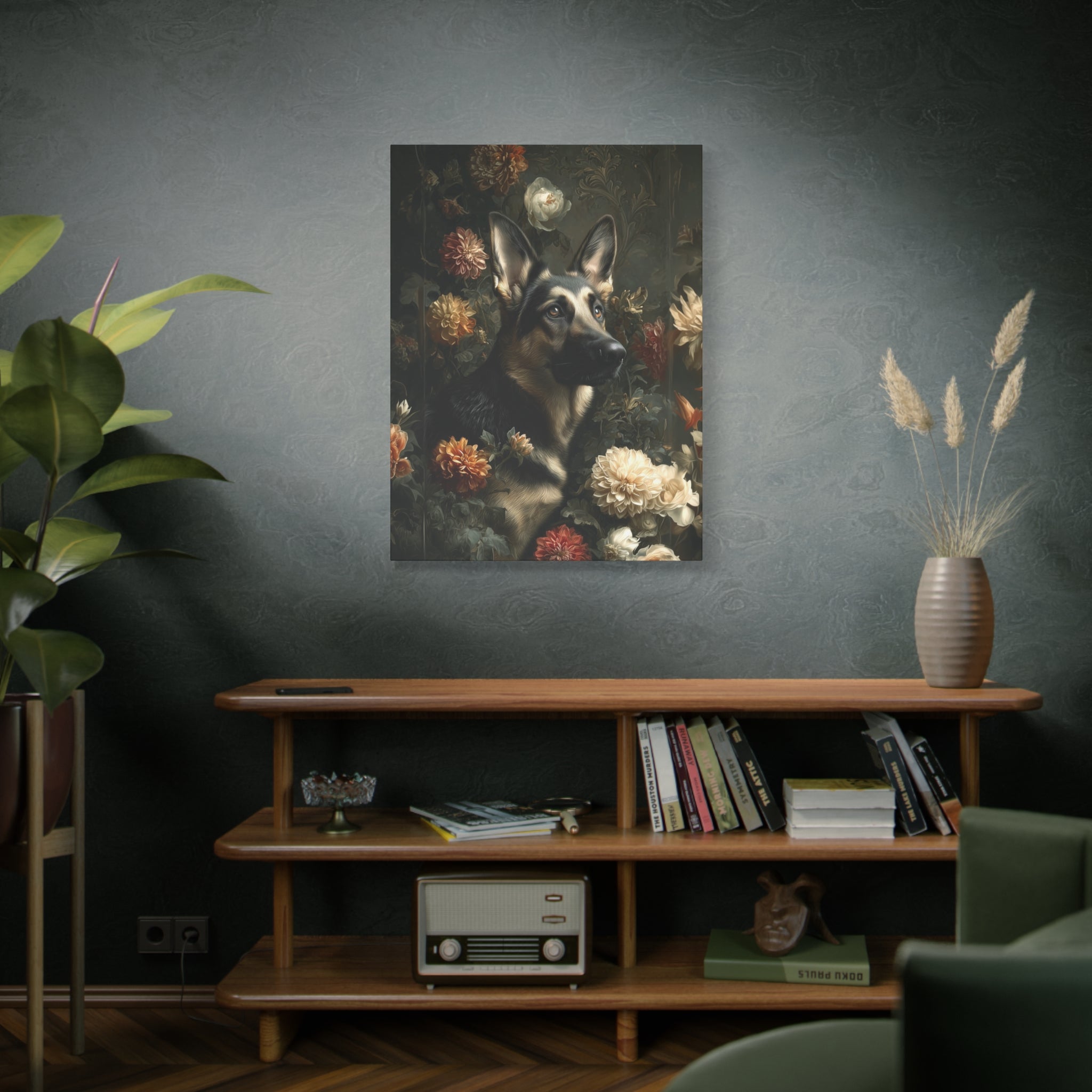 Botanical German Shepherd Canvas Art