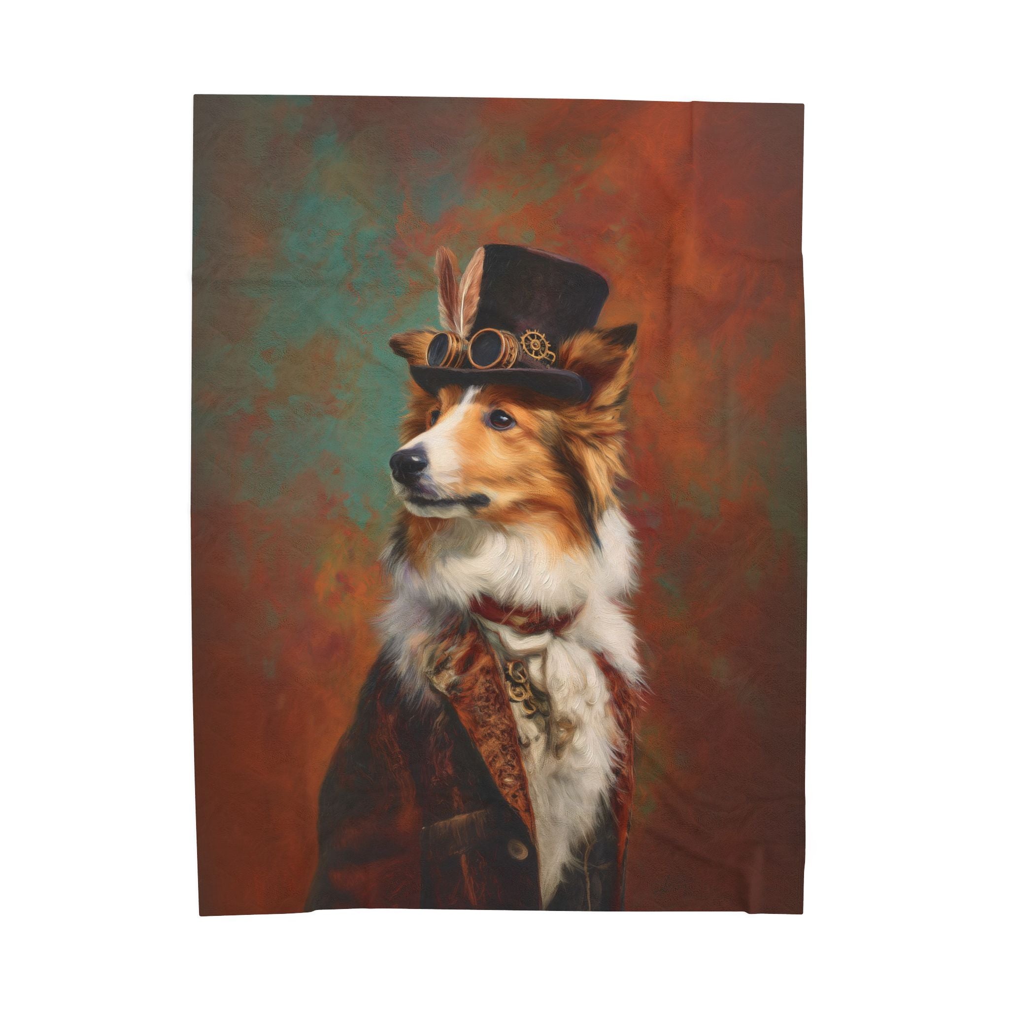 Steampunk Shetland Sheepdog Plush Blanket