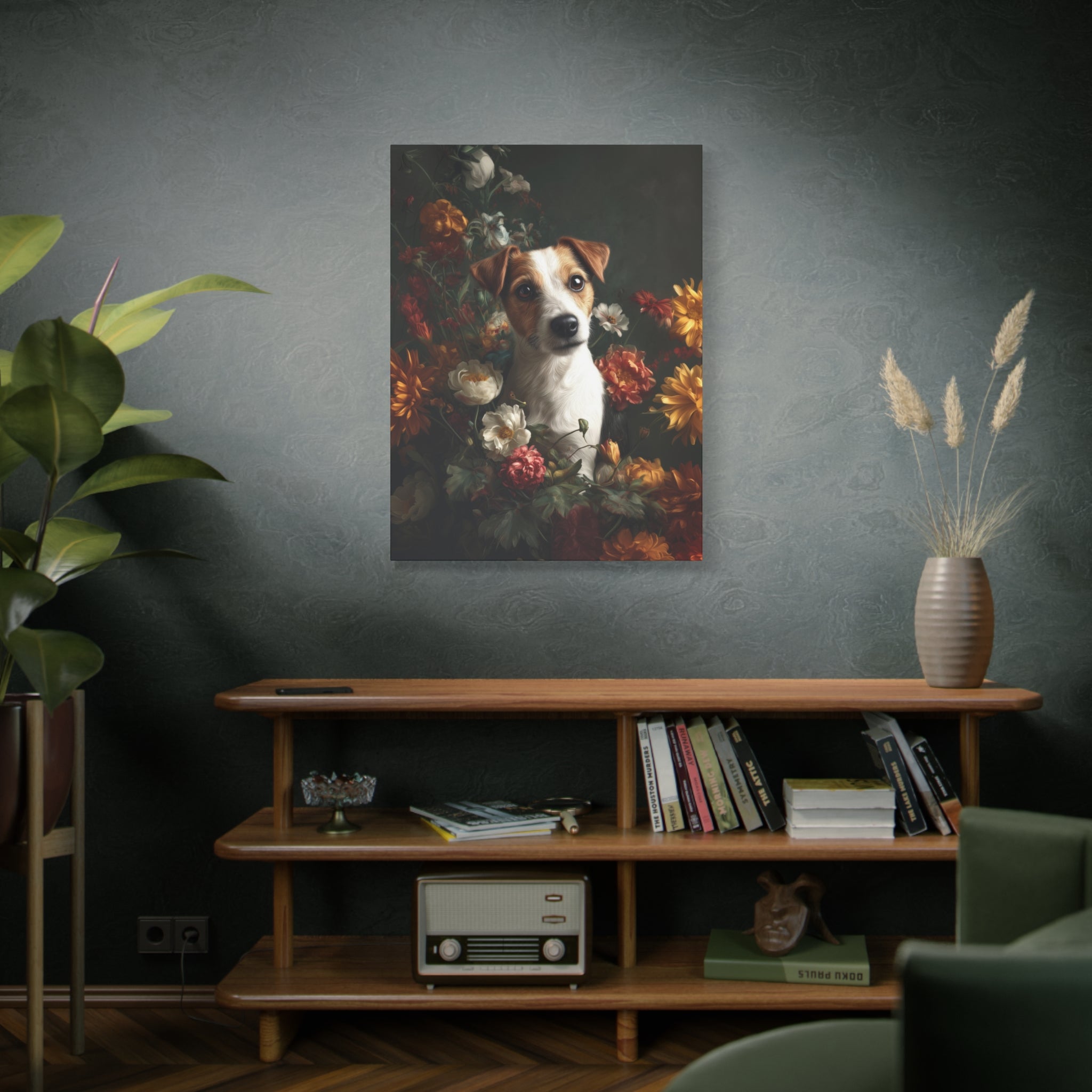 Botanical Jack Russell Terrier Canvas Art