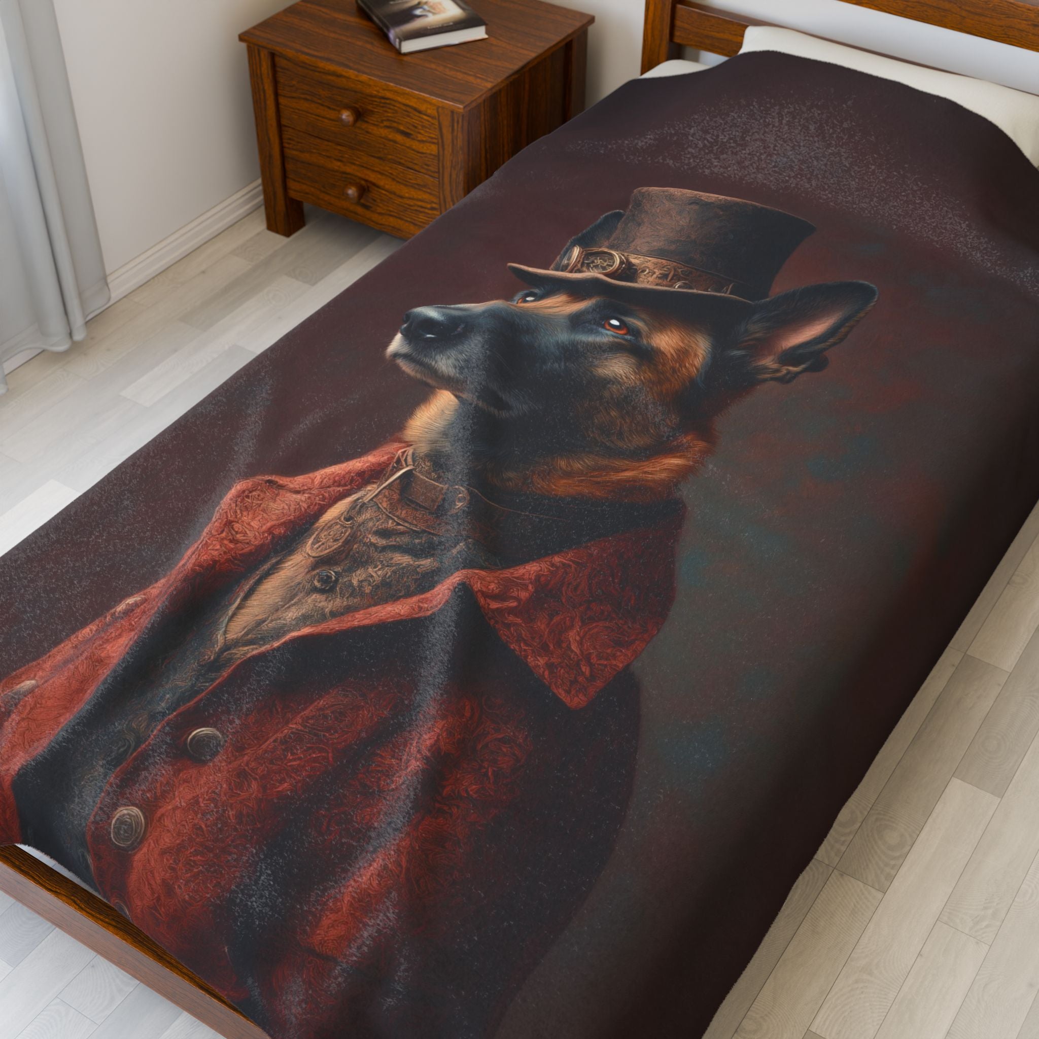 Steampunk Belgian Malinois Plush Blanket
