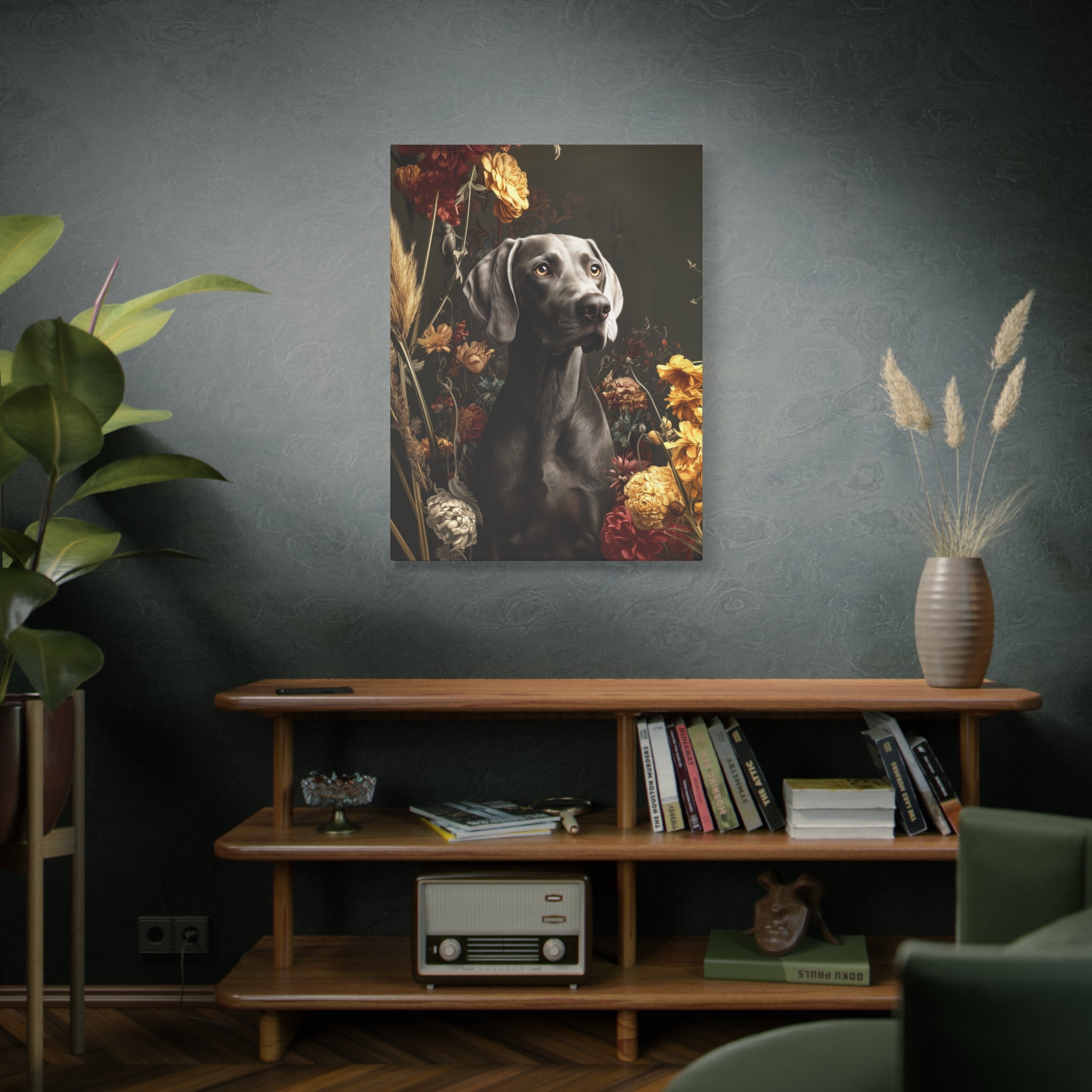Botanical Weimaraner Canvas Art