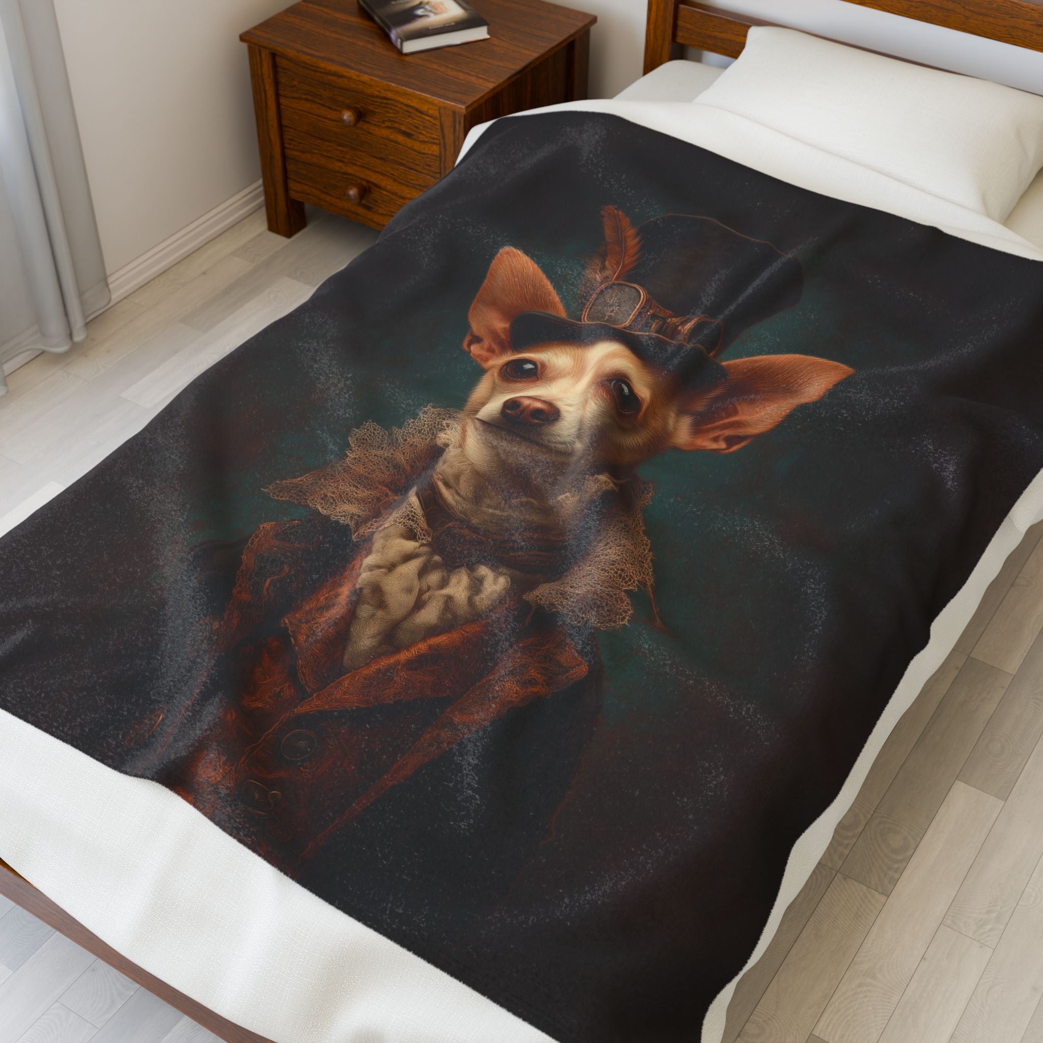 Steampunk Chihuahua Plush Blanket