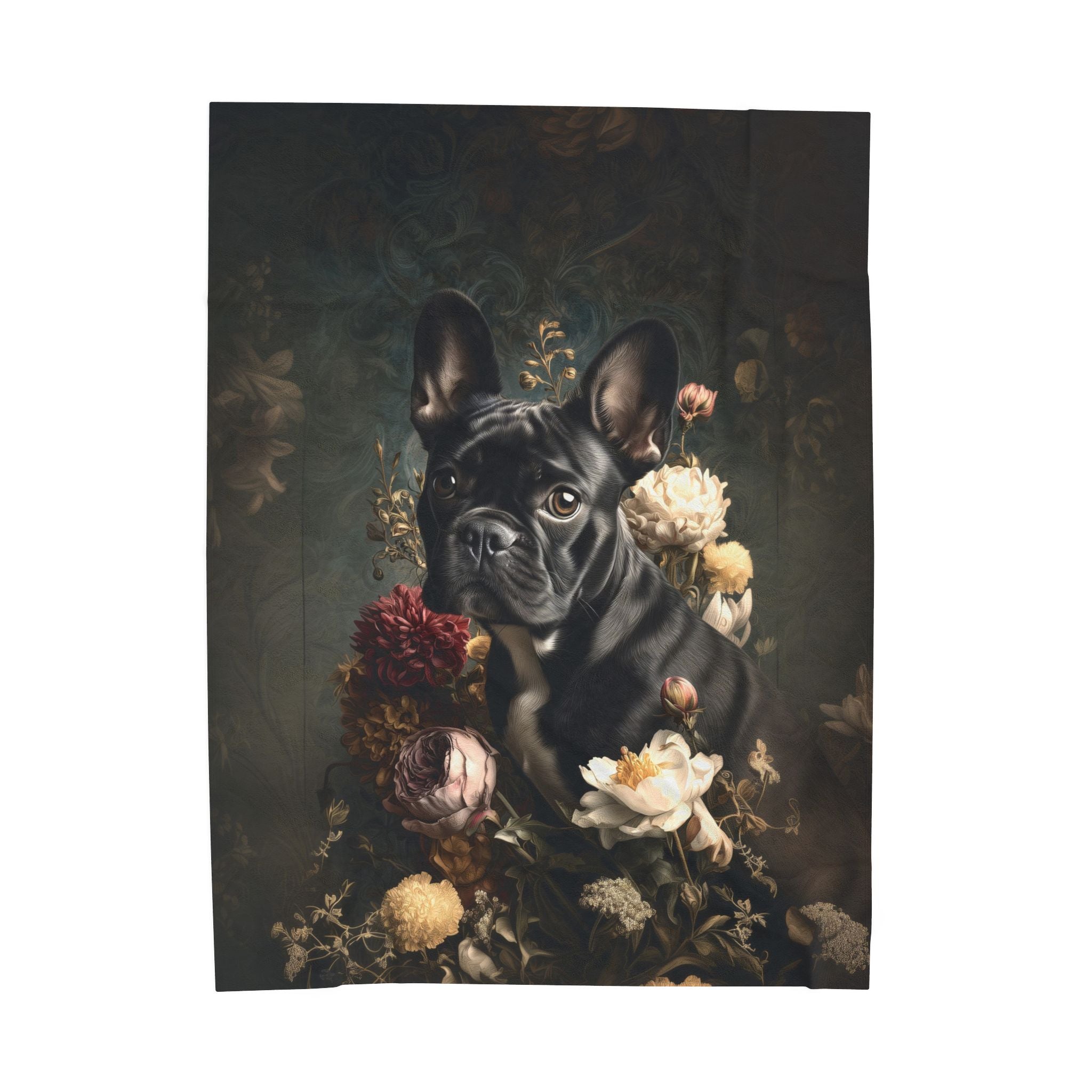 Botanical French Bulldog Plush Blanket