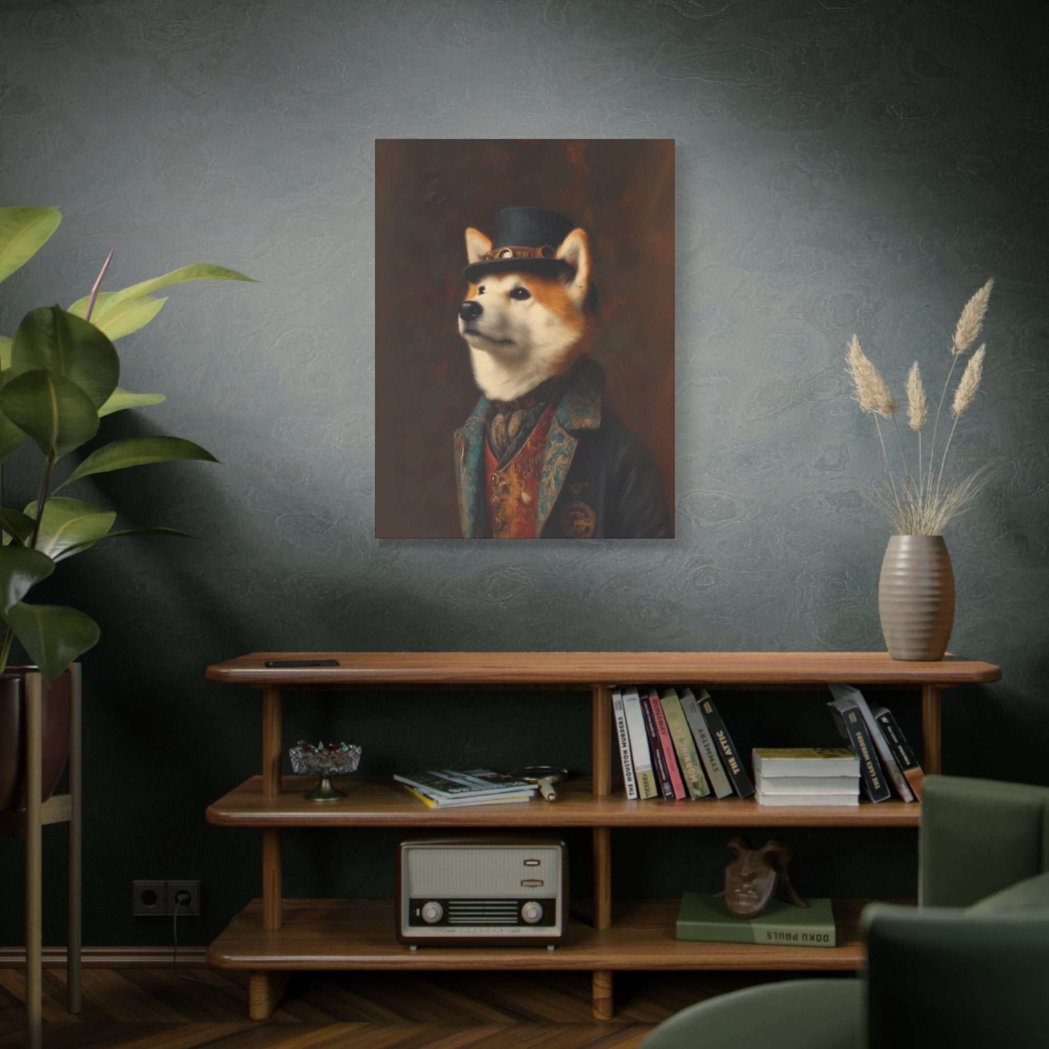 Steampunk Akita Canvas Art