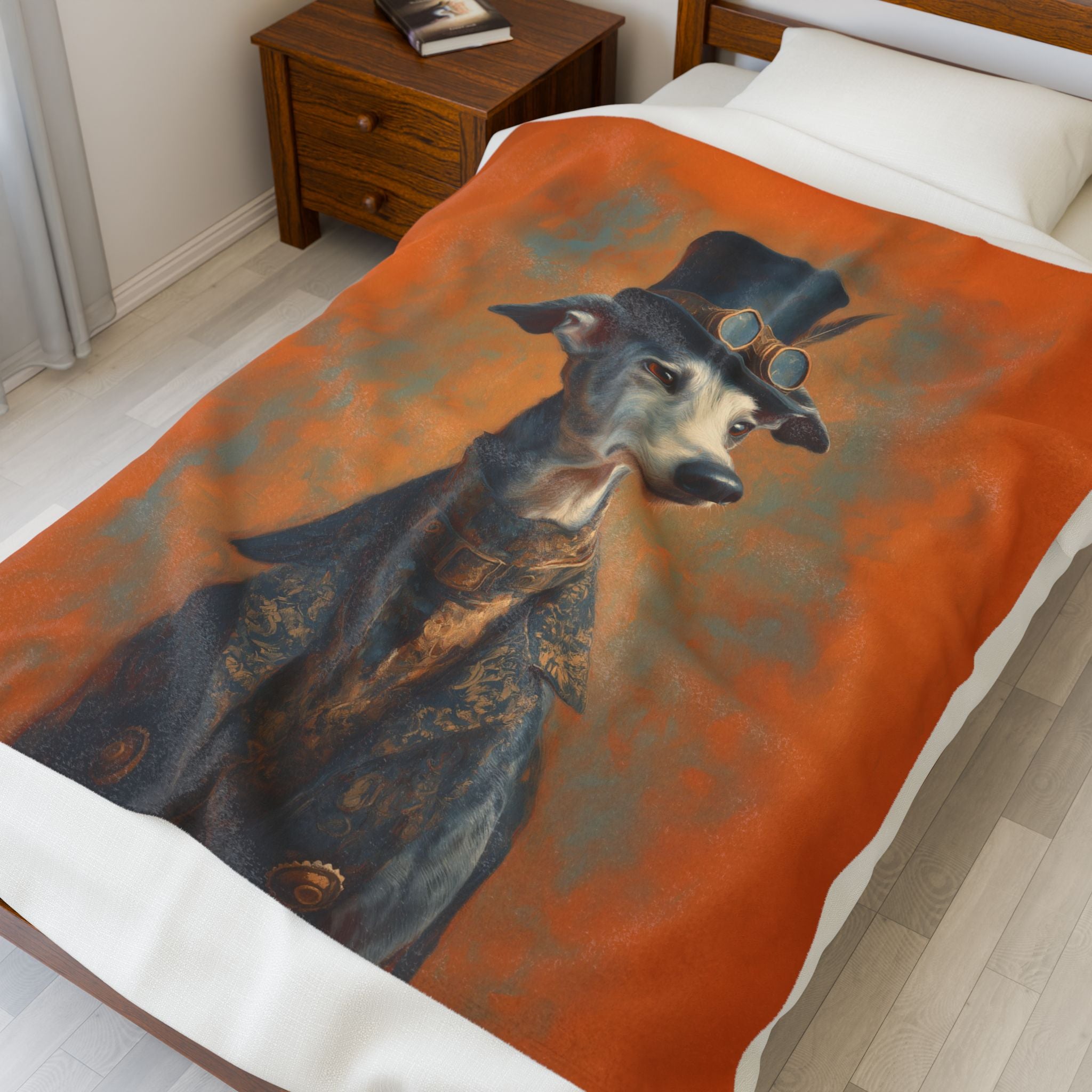Steampunk Whippet Plush Blanket