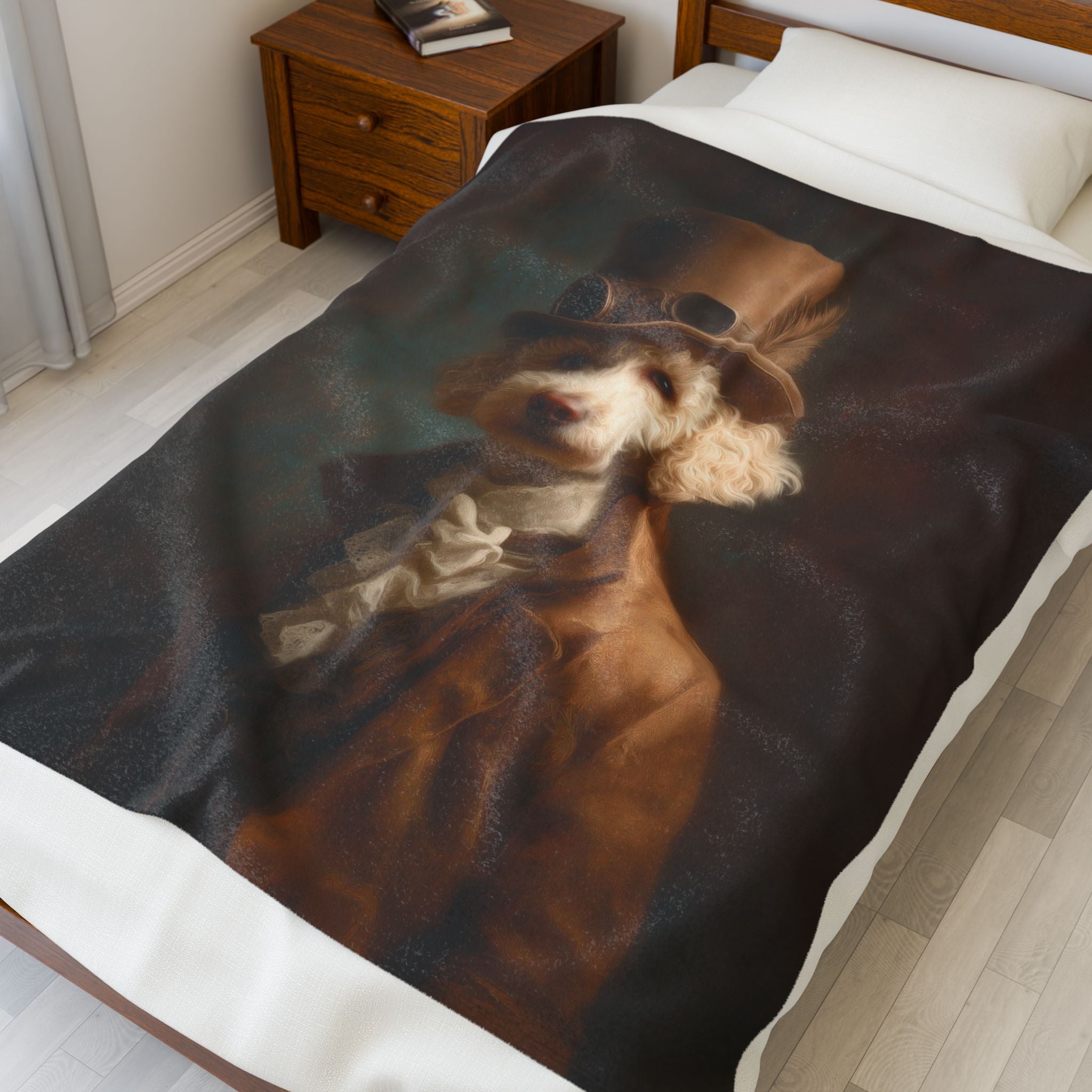 Steampunk Poodle Plush Blanket