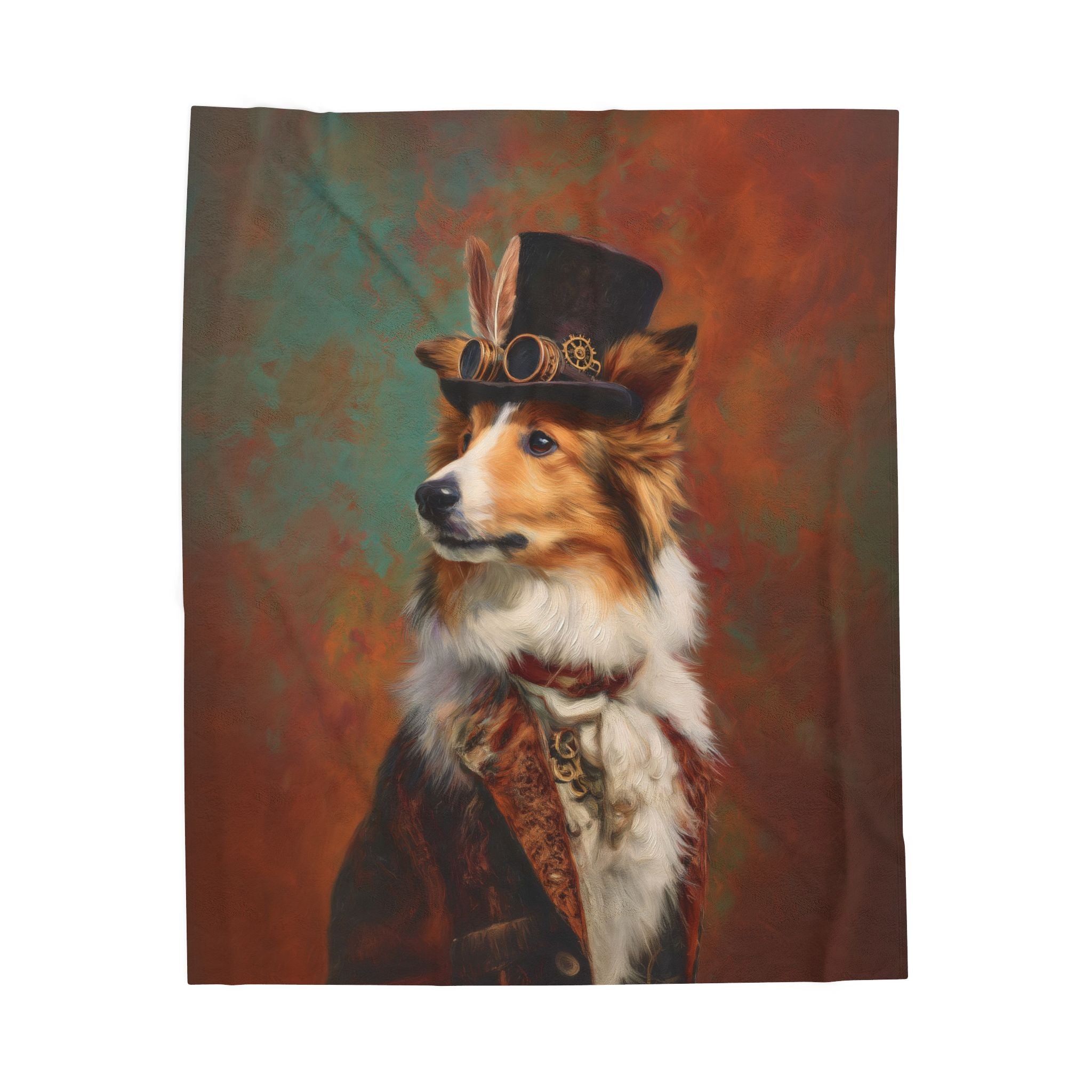 Steampunk Shetland Sheepdog Plush Blanket