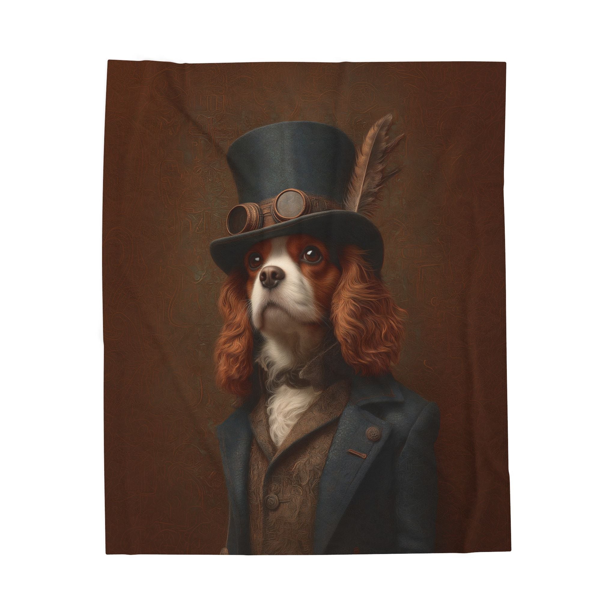 Steampunk Cavalier King Charles Spaniel Plush Blanket
