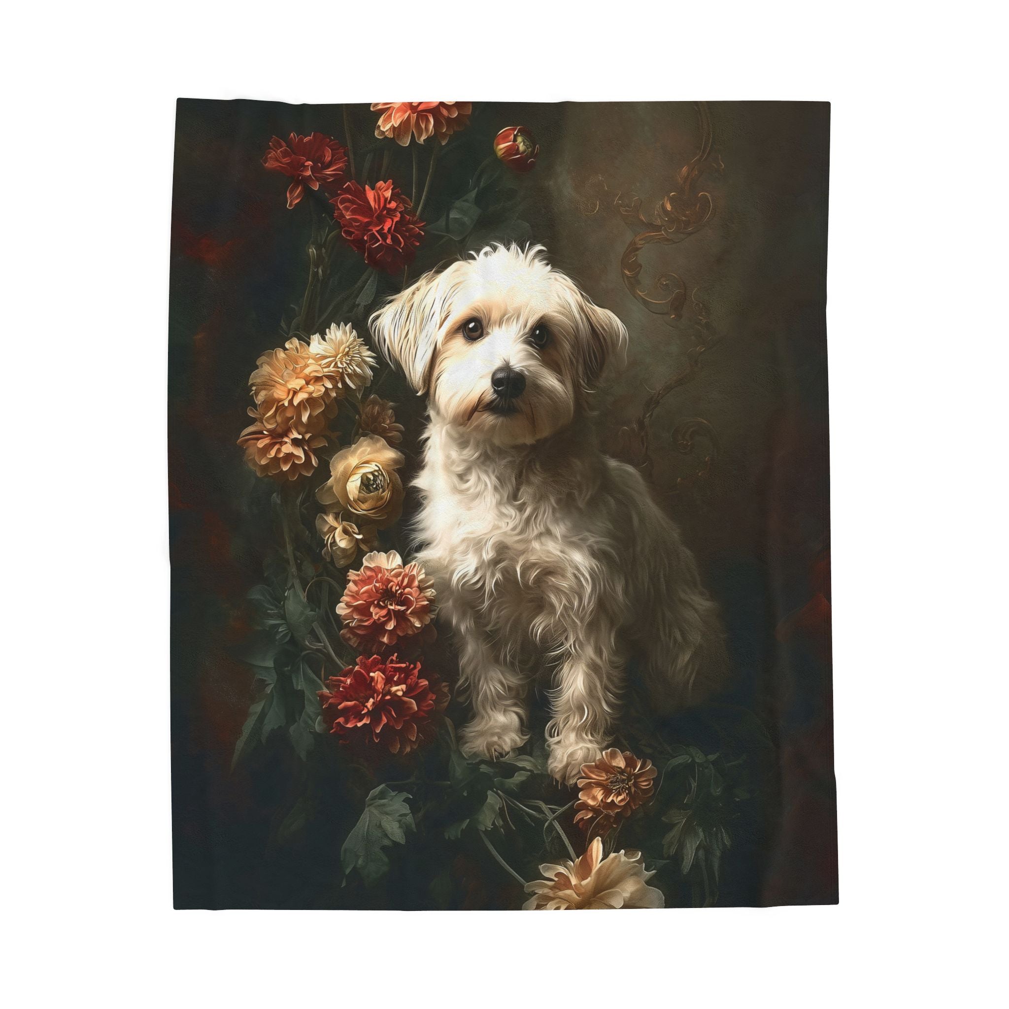 Botanical Havanese Plush Blanket