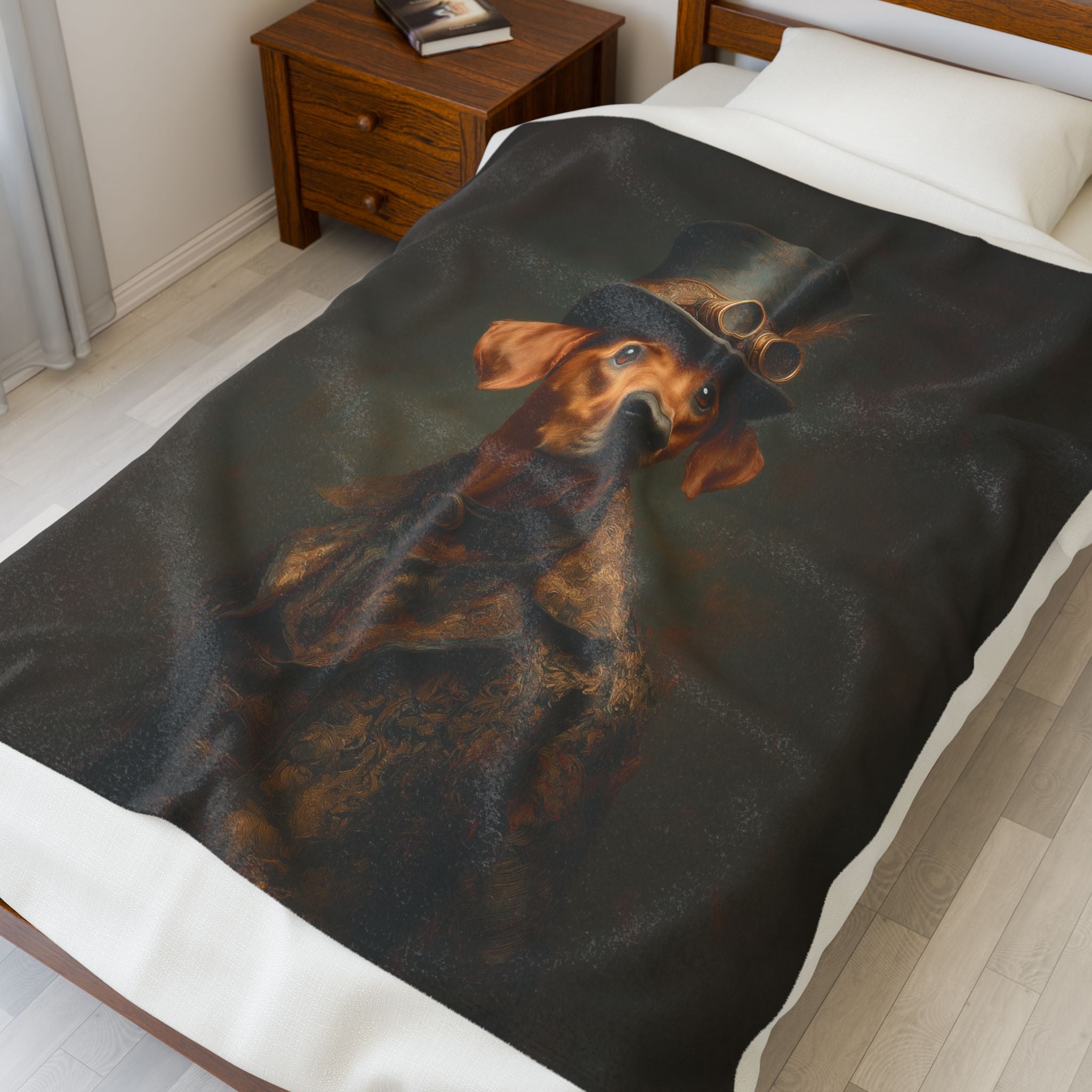 Steampunk Rhodesian Ridgeback Plush Blanket