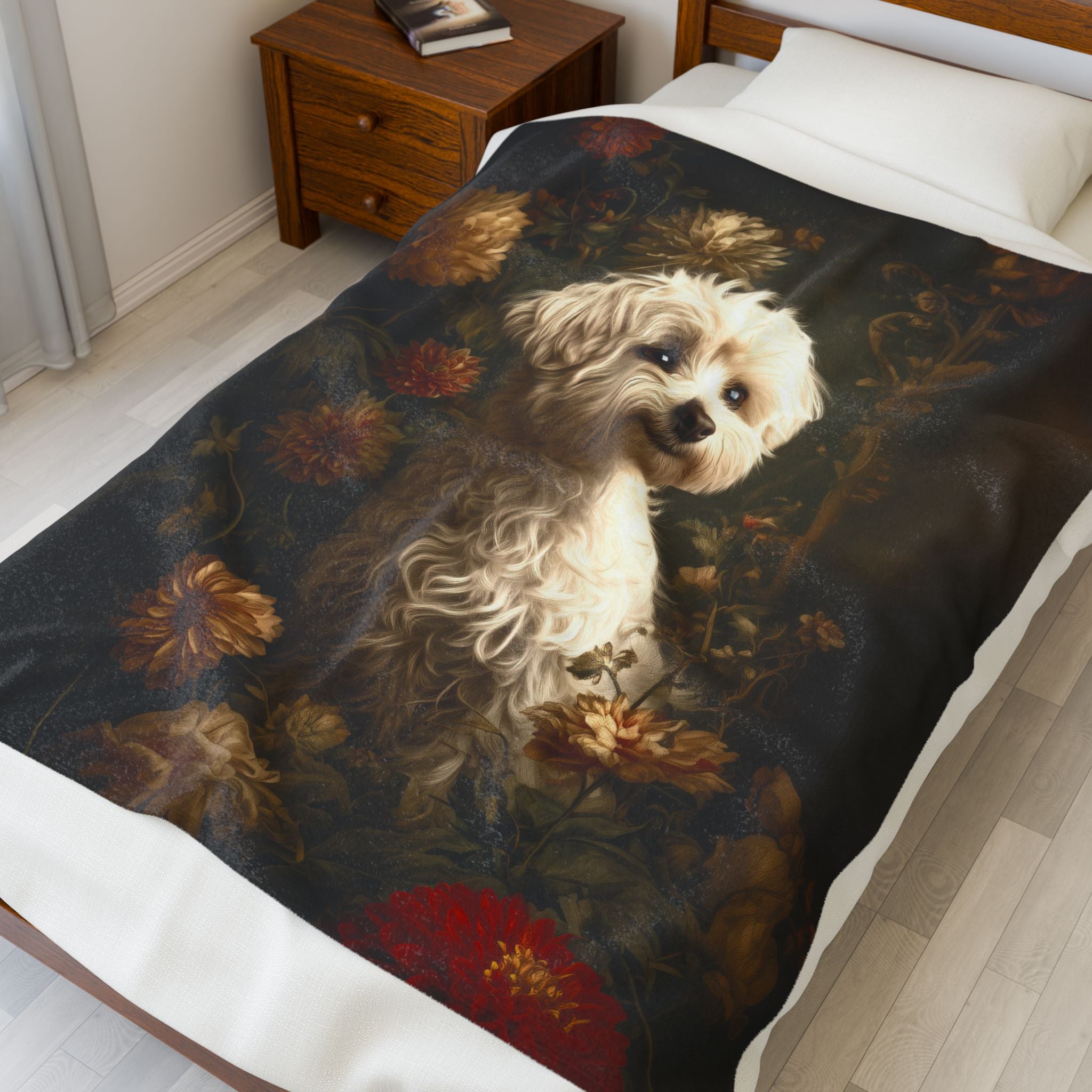 Botanical Maltese Plush Blanket