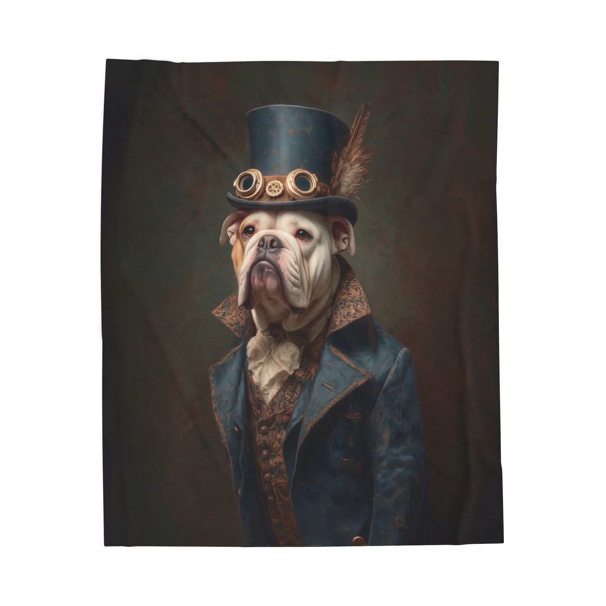 Steampunk Bulldog Plush Blanket