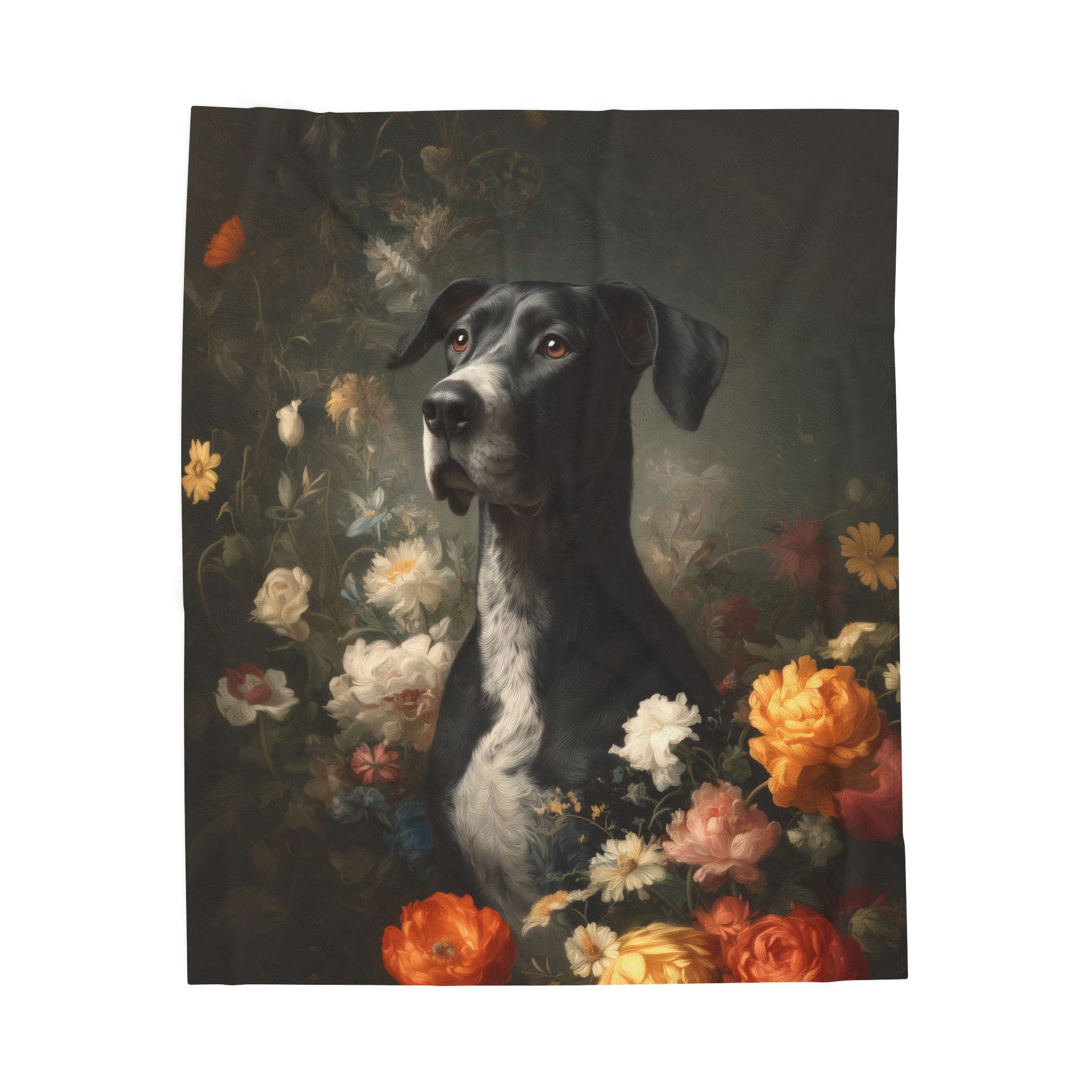 Botanical Great Dane Plush Blanket
