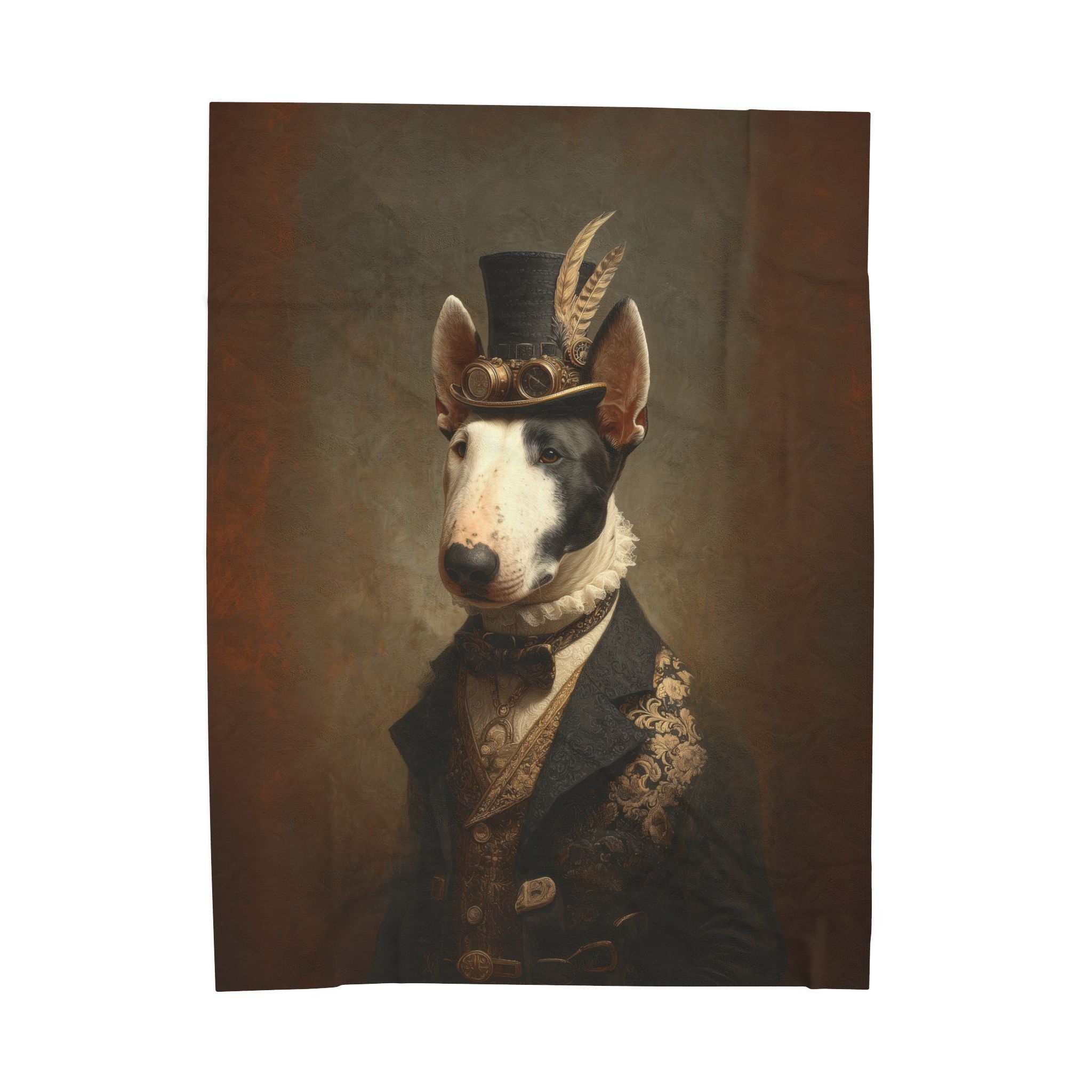 Steampunk Bull Terrier Plush Blanket