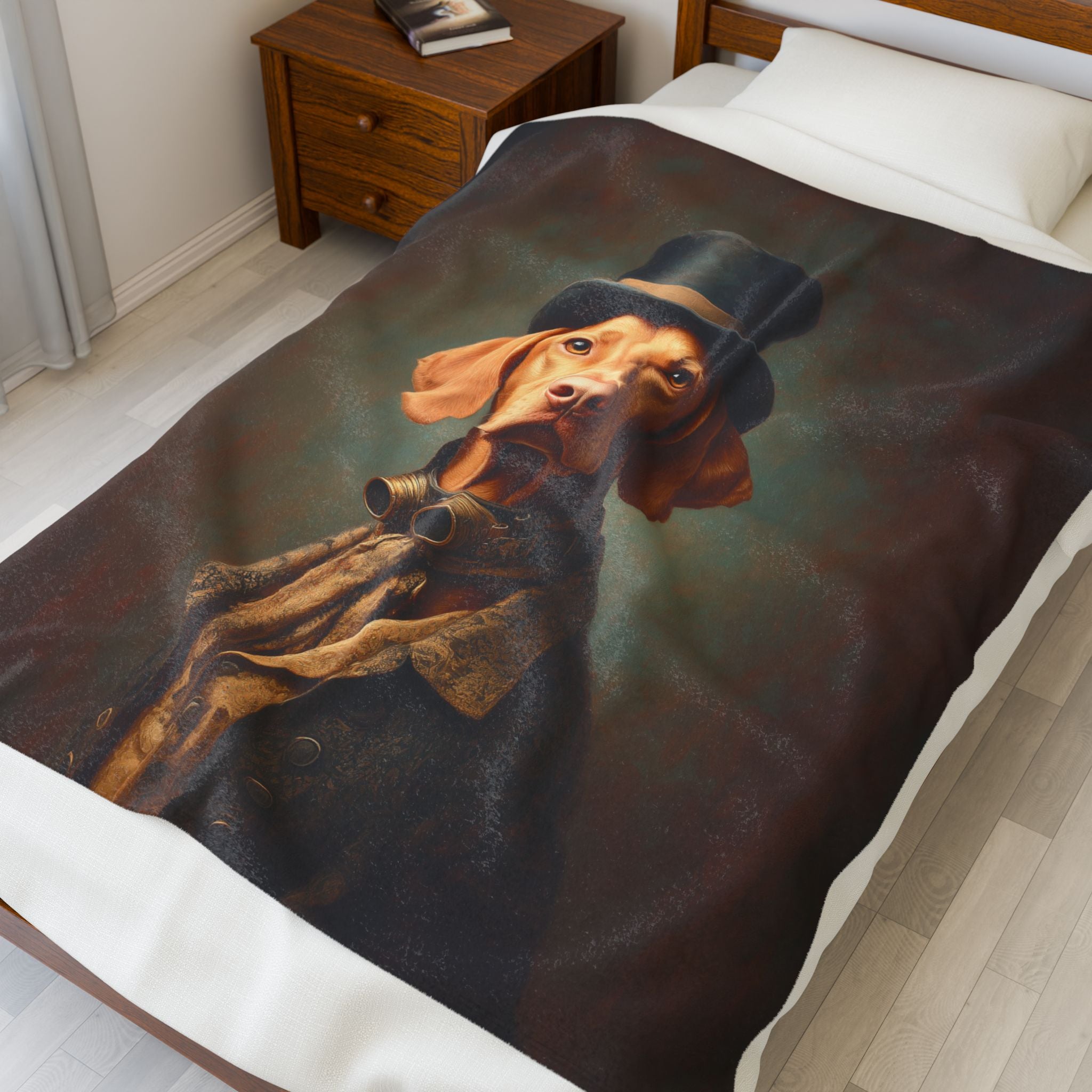 Steampunk Vizsla Plush Blanket