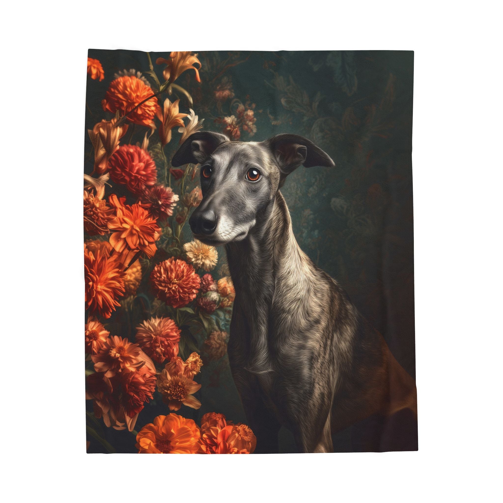 Botanical Greyhound Plush Blanket