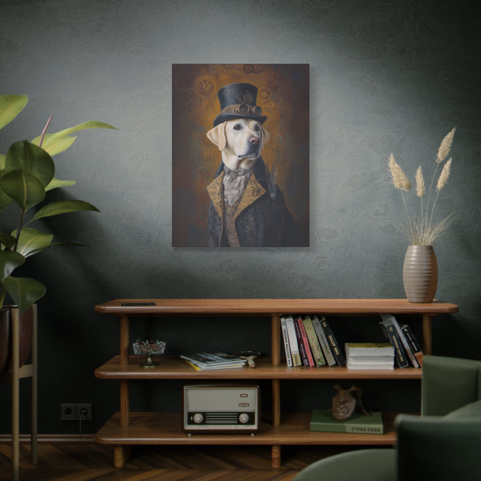 Steampunk Labrador Retriever (Yellow) Canvas Art