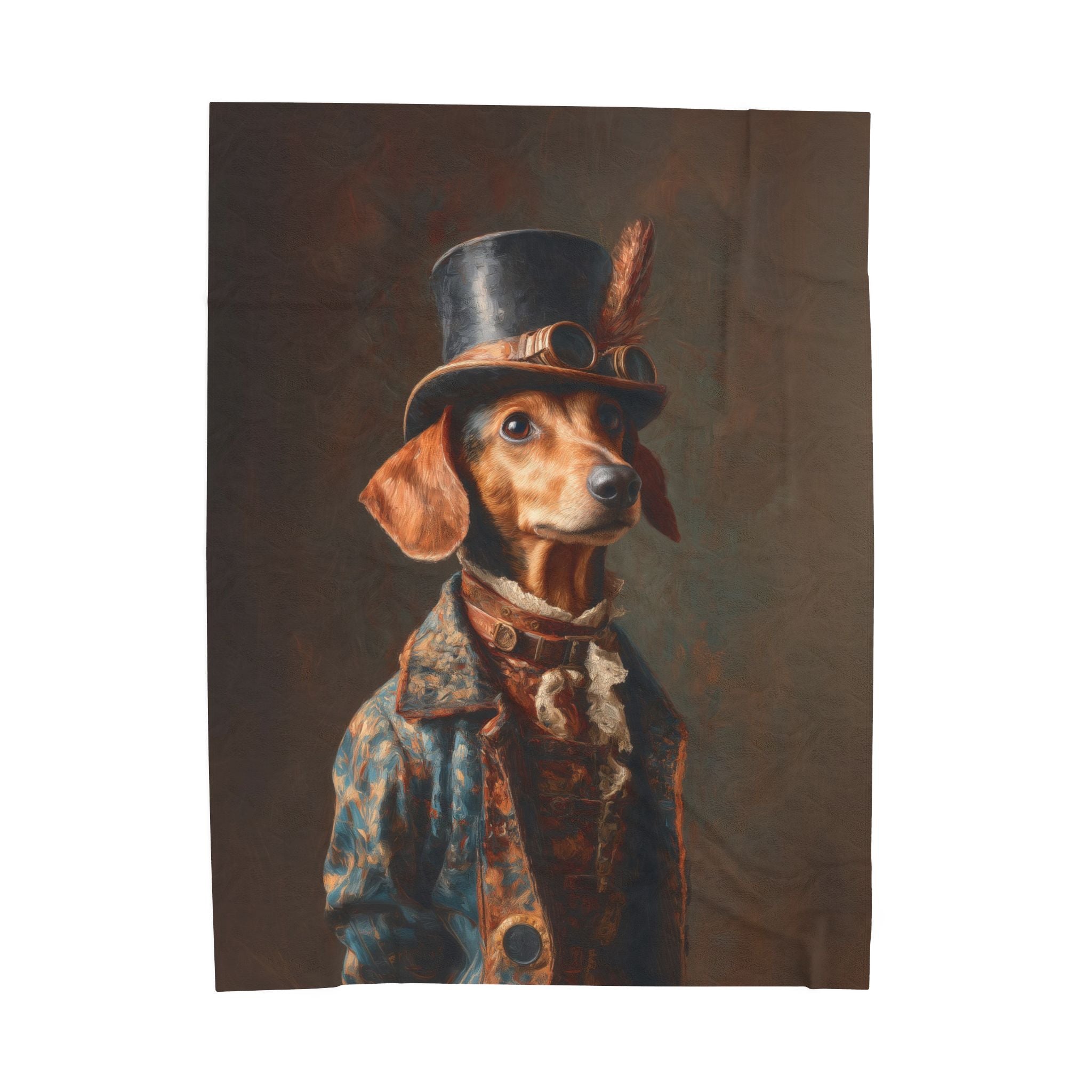 Steampunk Dachshund Plush Blanket
