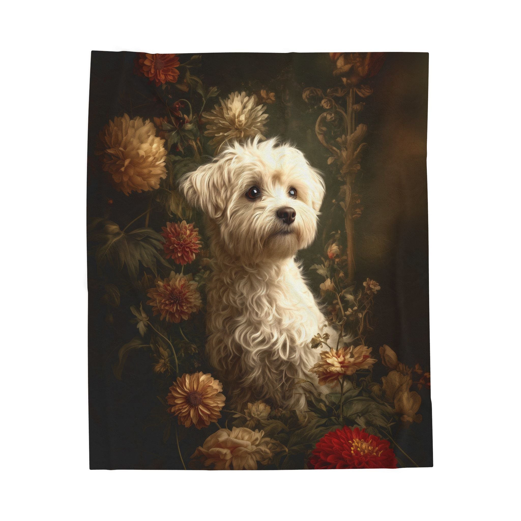 Botanical Maltese Plush Blanket