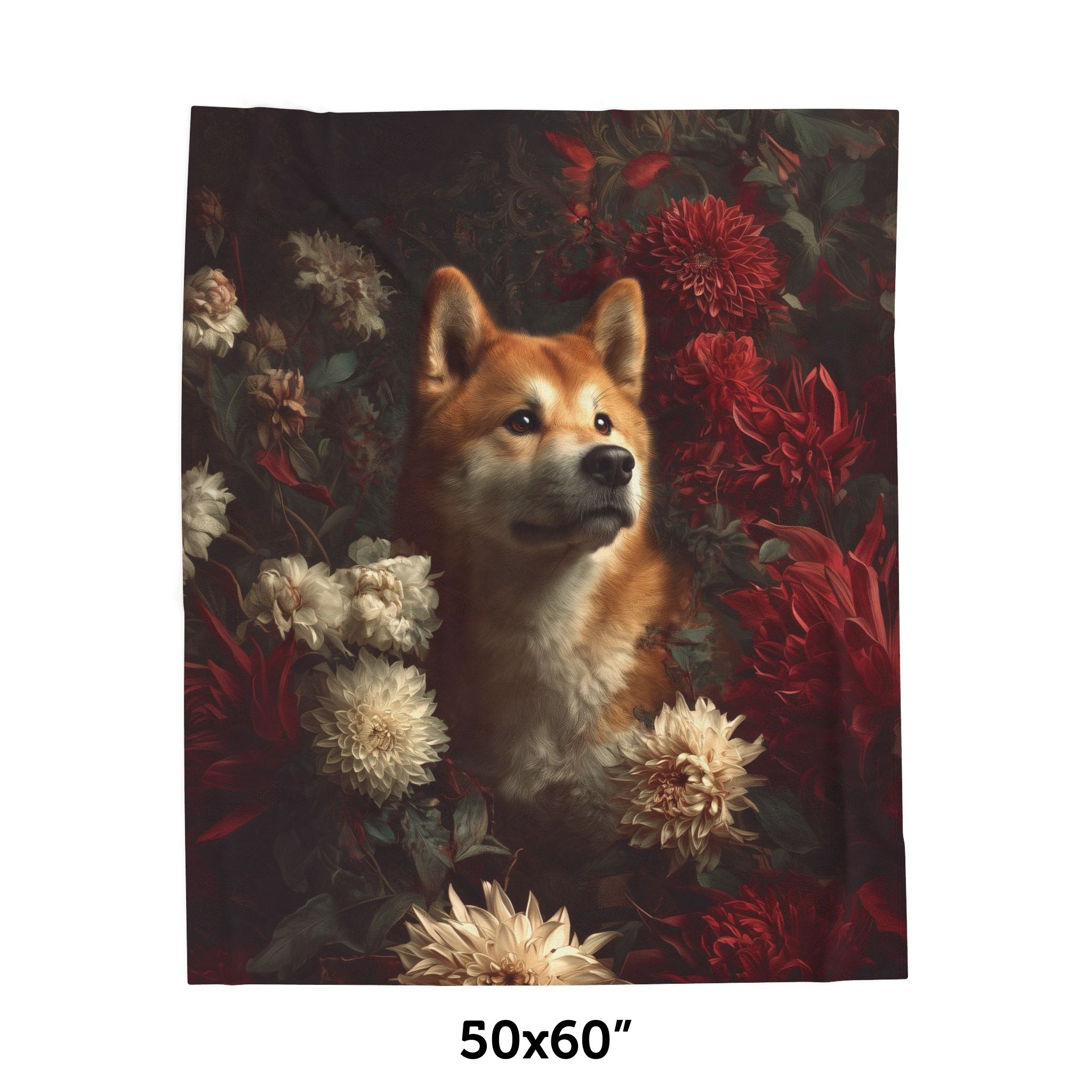 Botanical Akita Plush Blanket