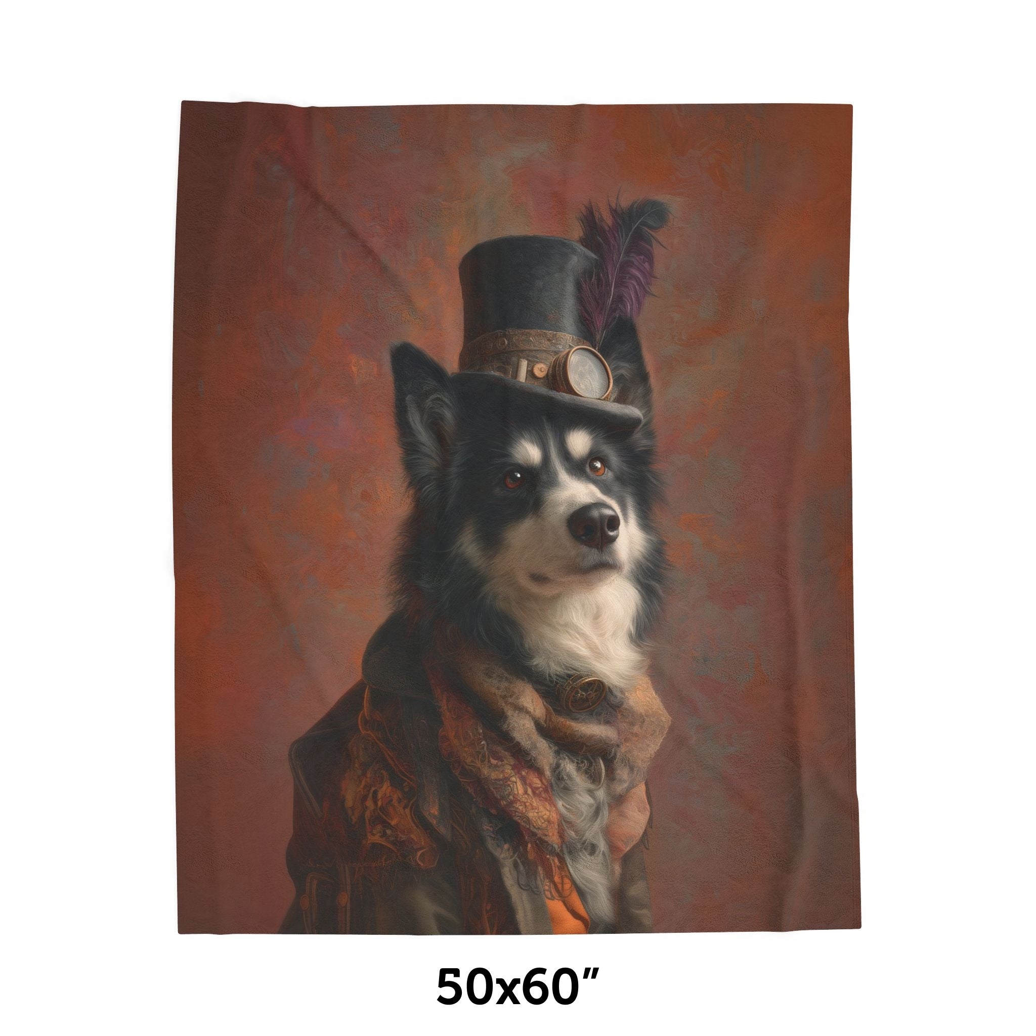 Steampunk Alaskan Malamute Plush Blanket
