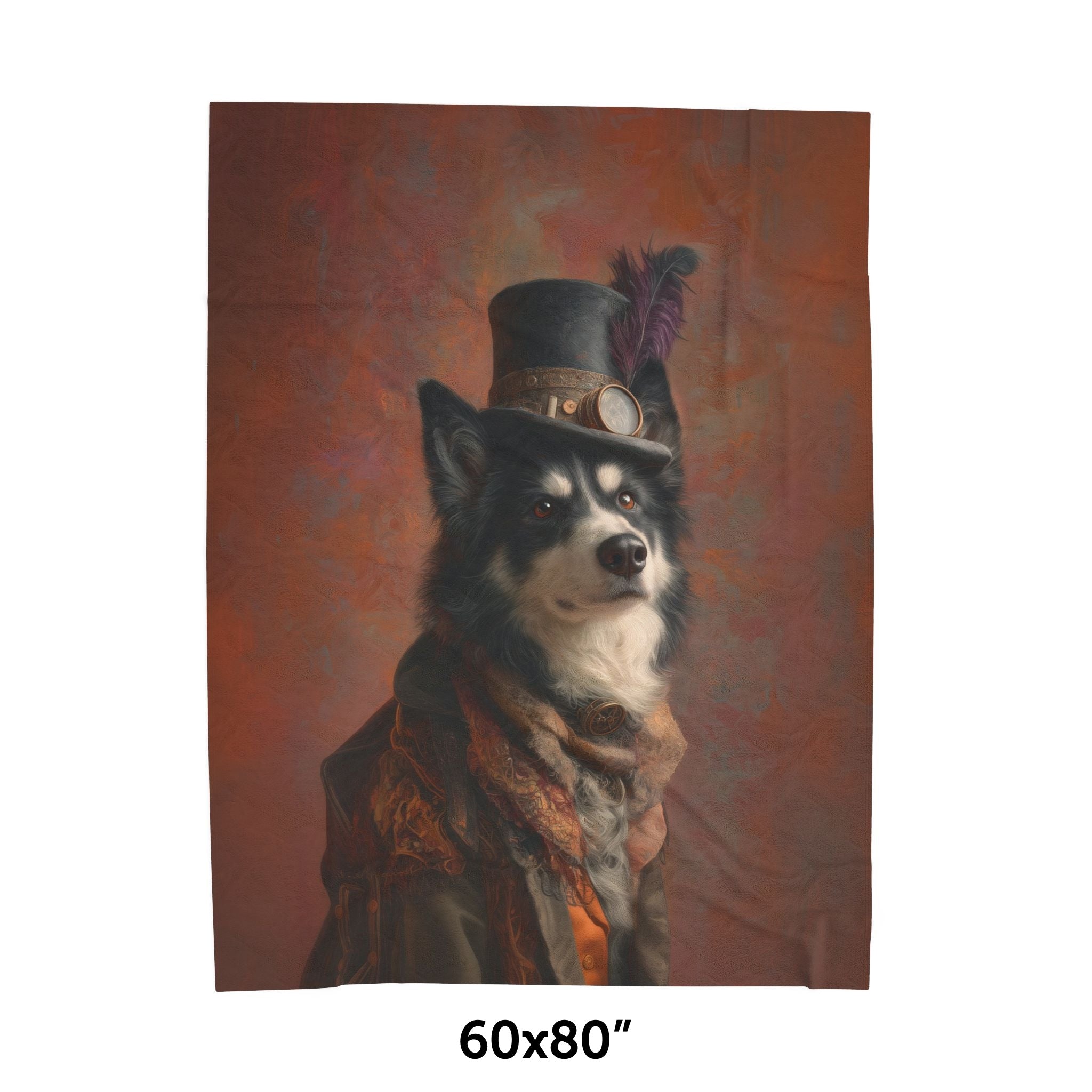 Steampunk Alaskan Malamute Plush Blanket