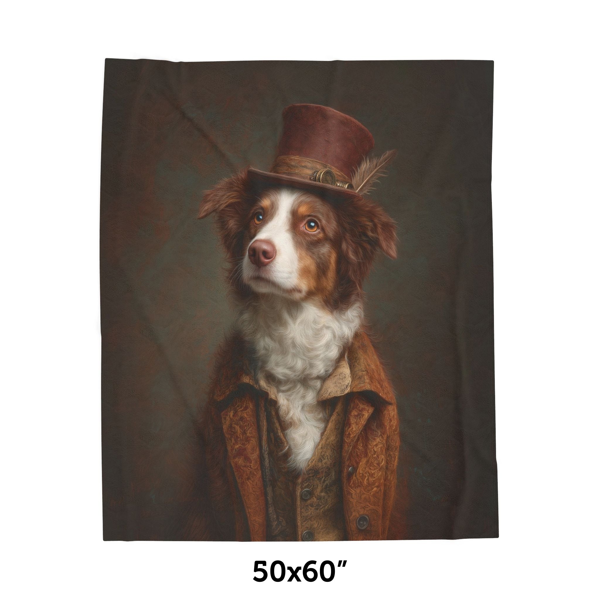 Steampunk Australian Shepherd Plush Blanket