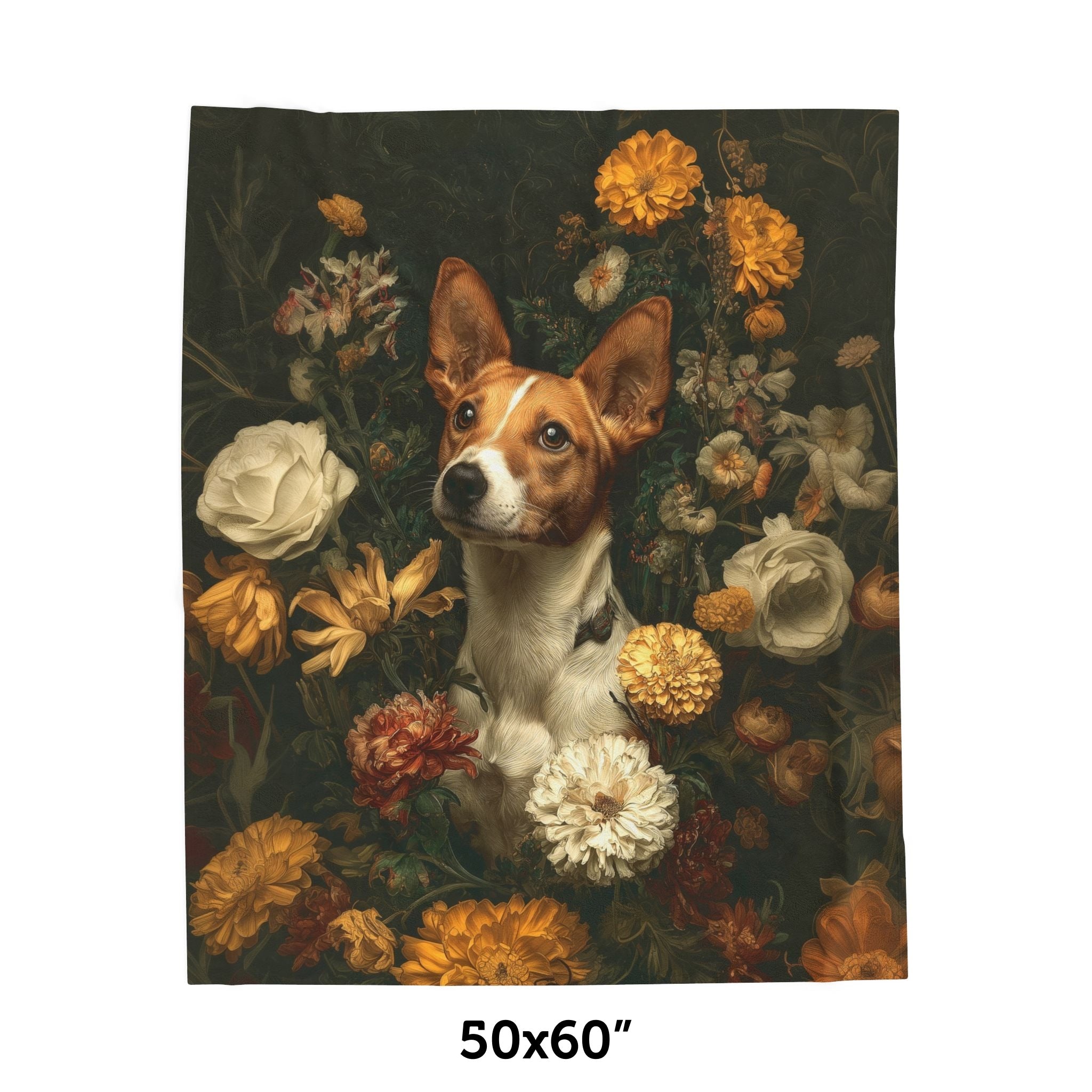 Botanical Basenji Plush Blanket