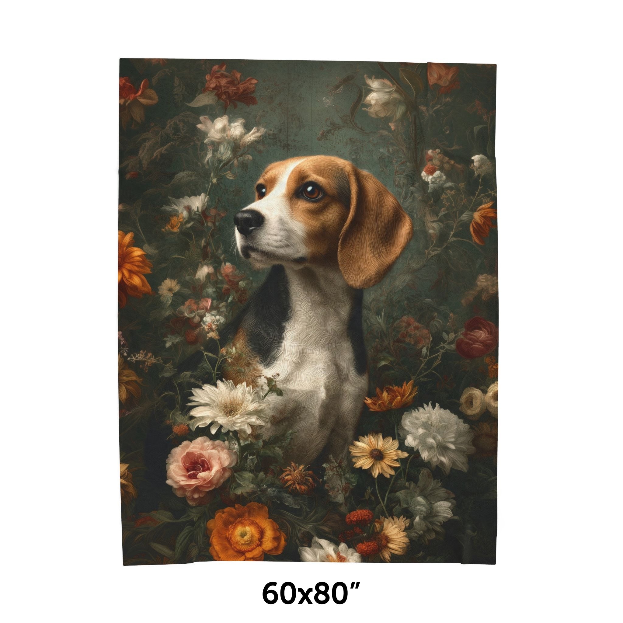 Botanical Beagle Plush Blanket