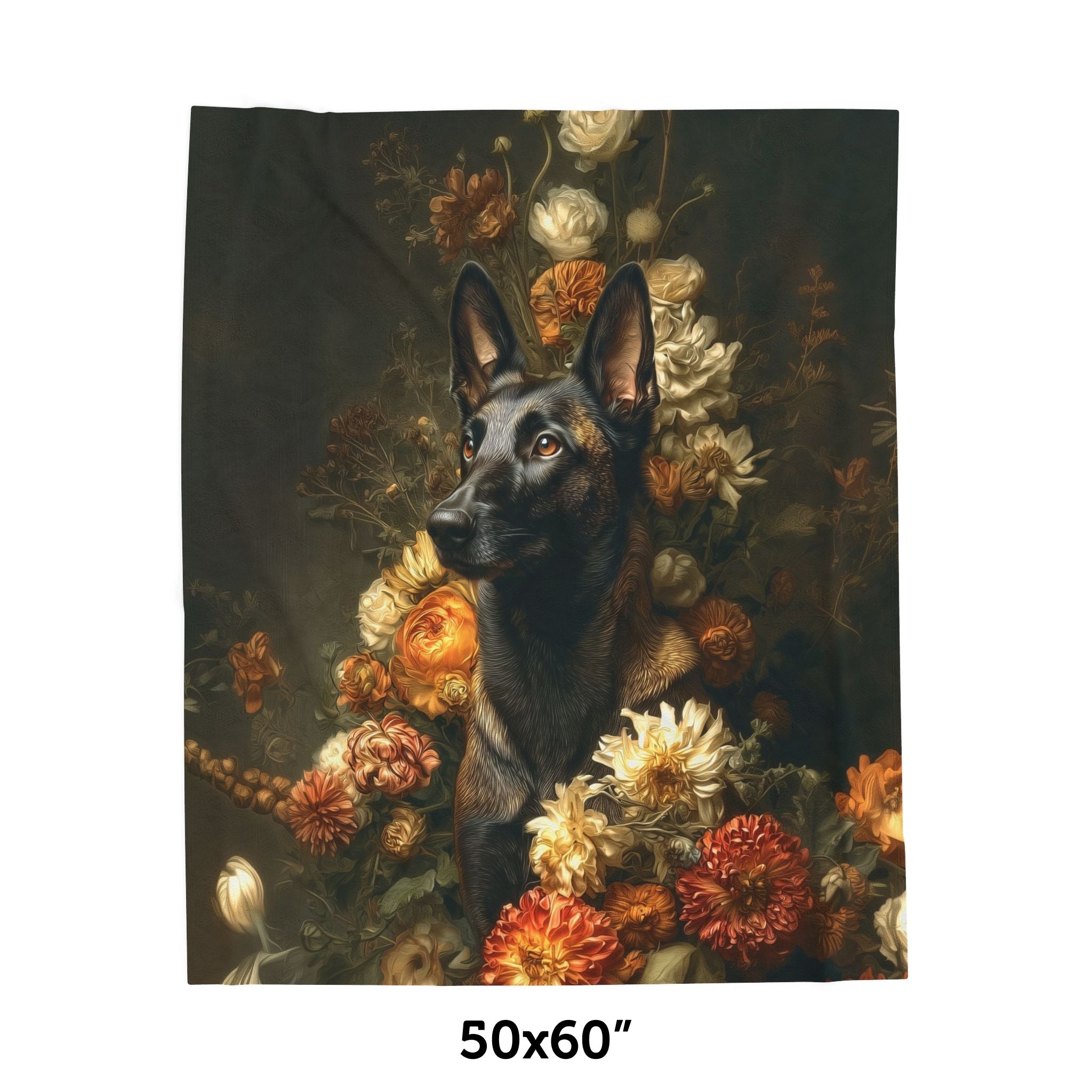 Botanical Belgian Malinois Plush Blanket