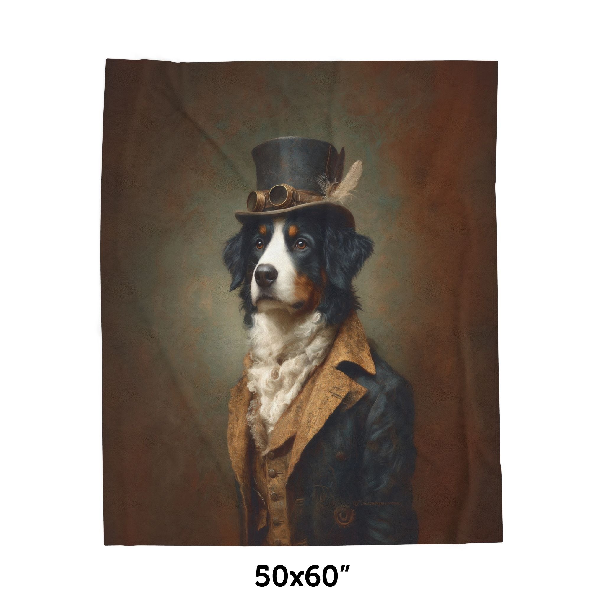 Steampunk Bernese Plush Blanket