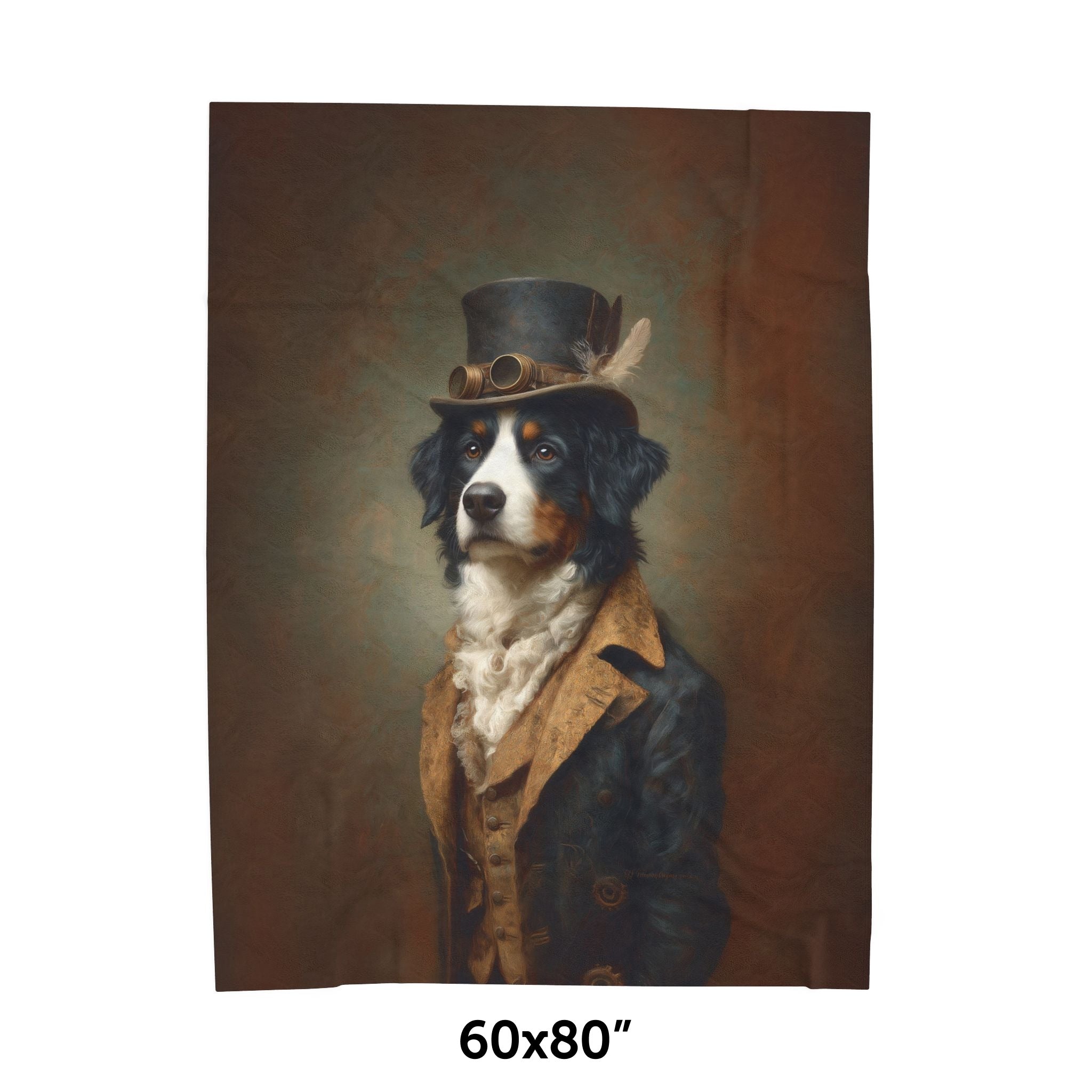 Steampunk Bernese Plush Blanket