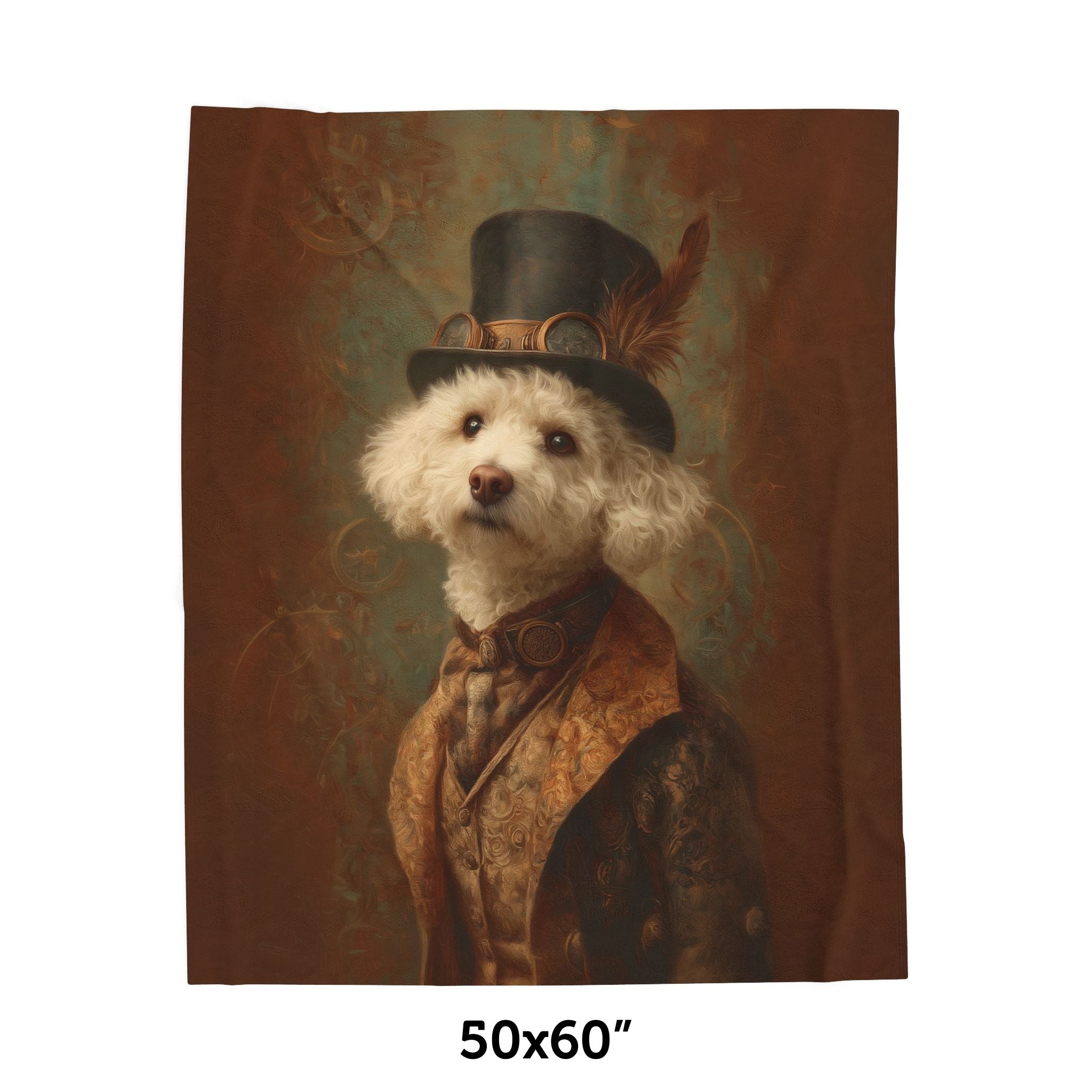 Steampunk Bichon Frise Plush Blanket