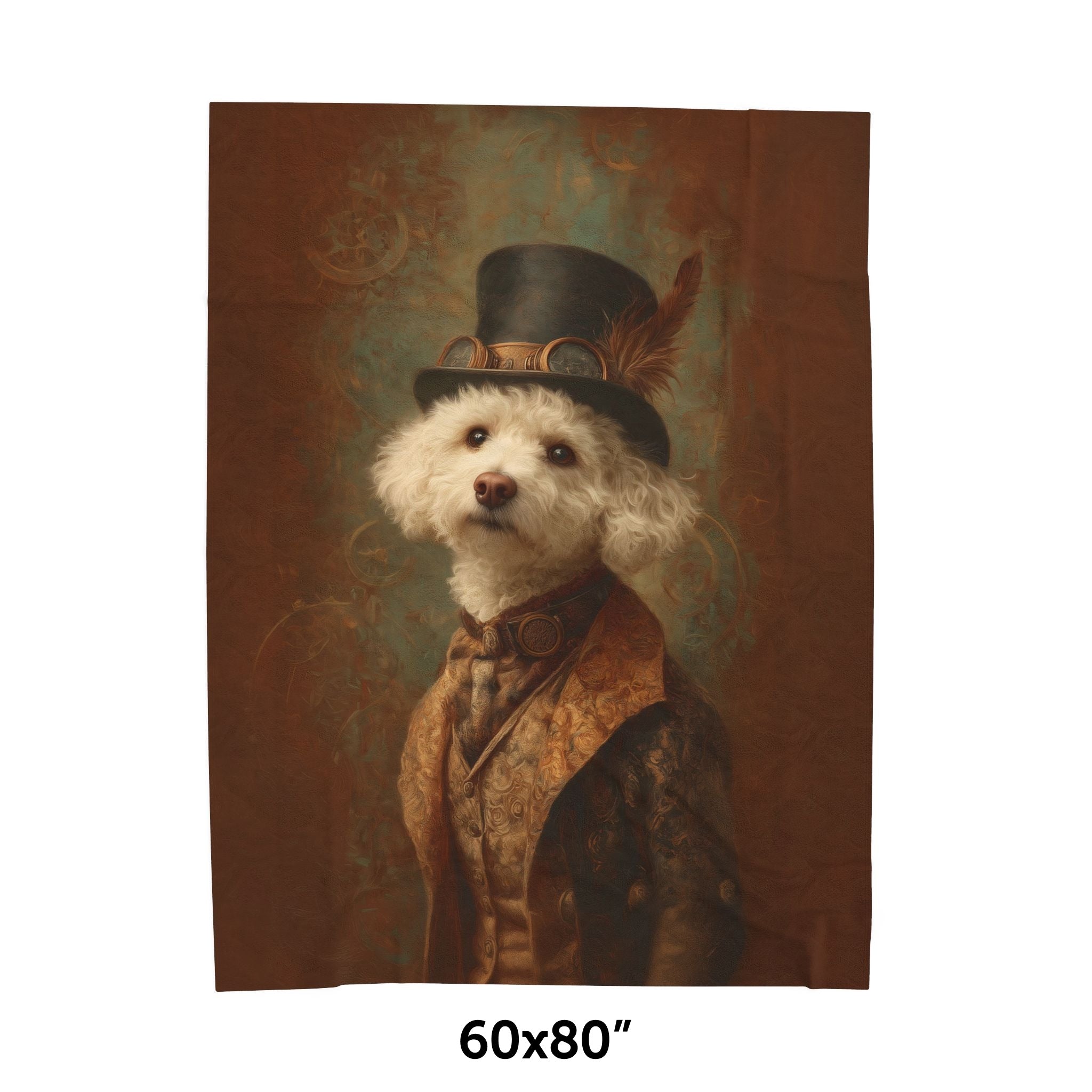 Steampunk Bichon Frise Plush Blanket