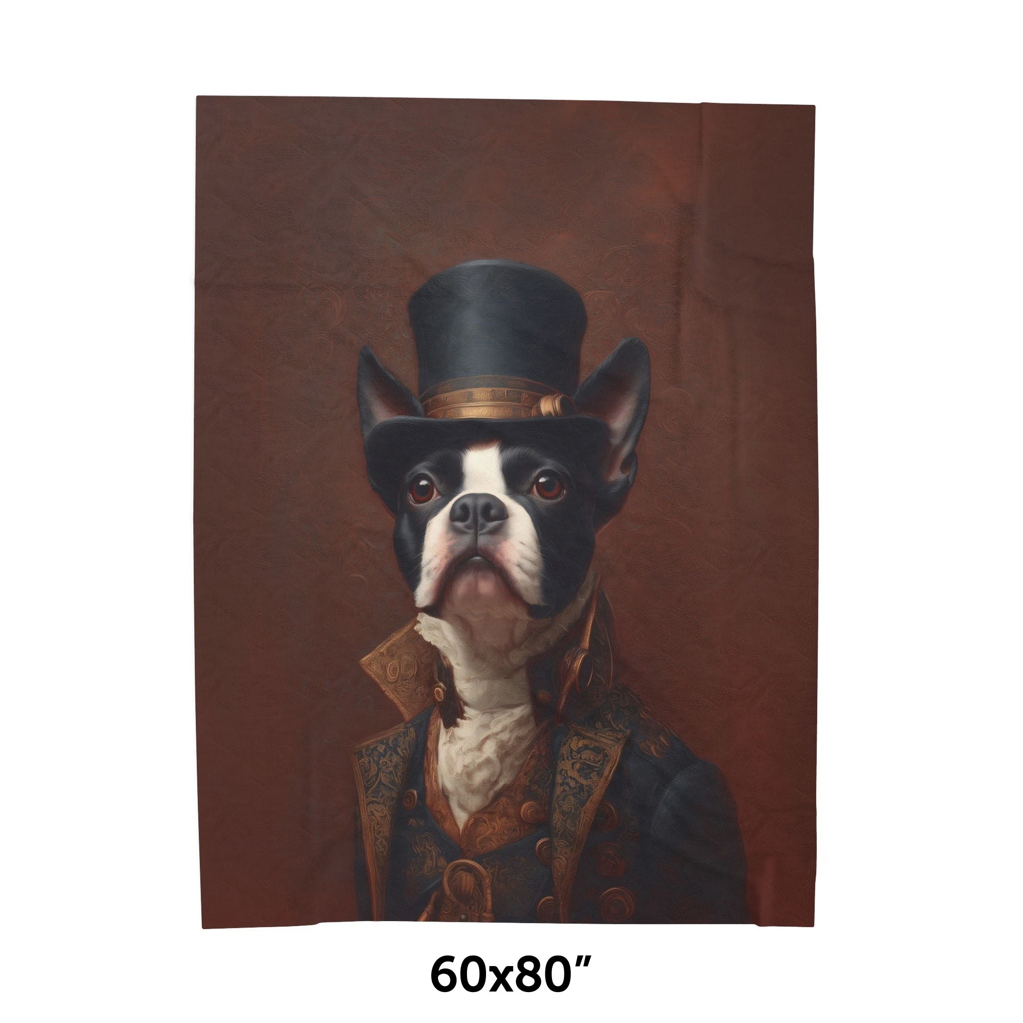 Steampunk Boston Terrier Plush Blanket