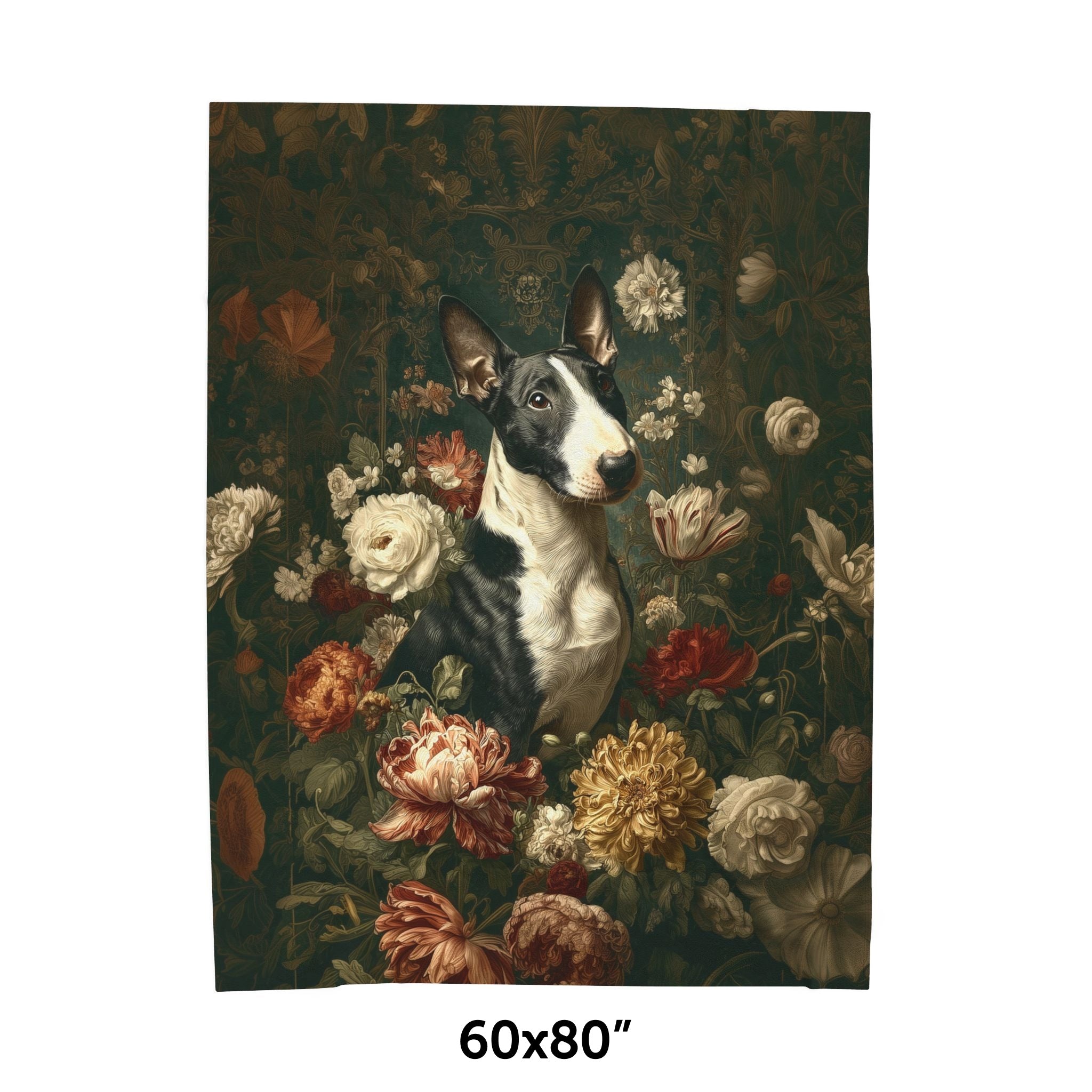 Botanical Bull Terrier Plush Blanket