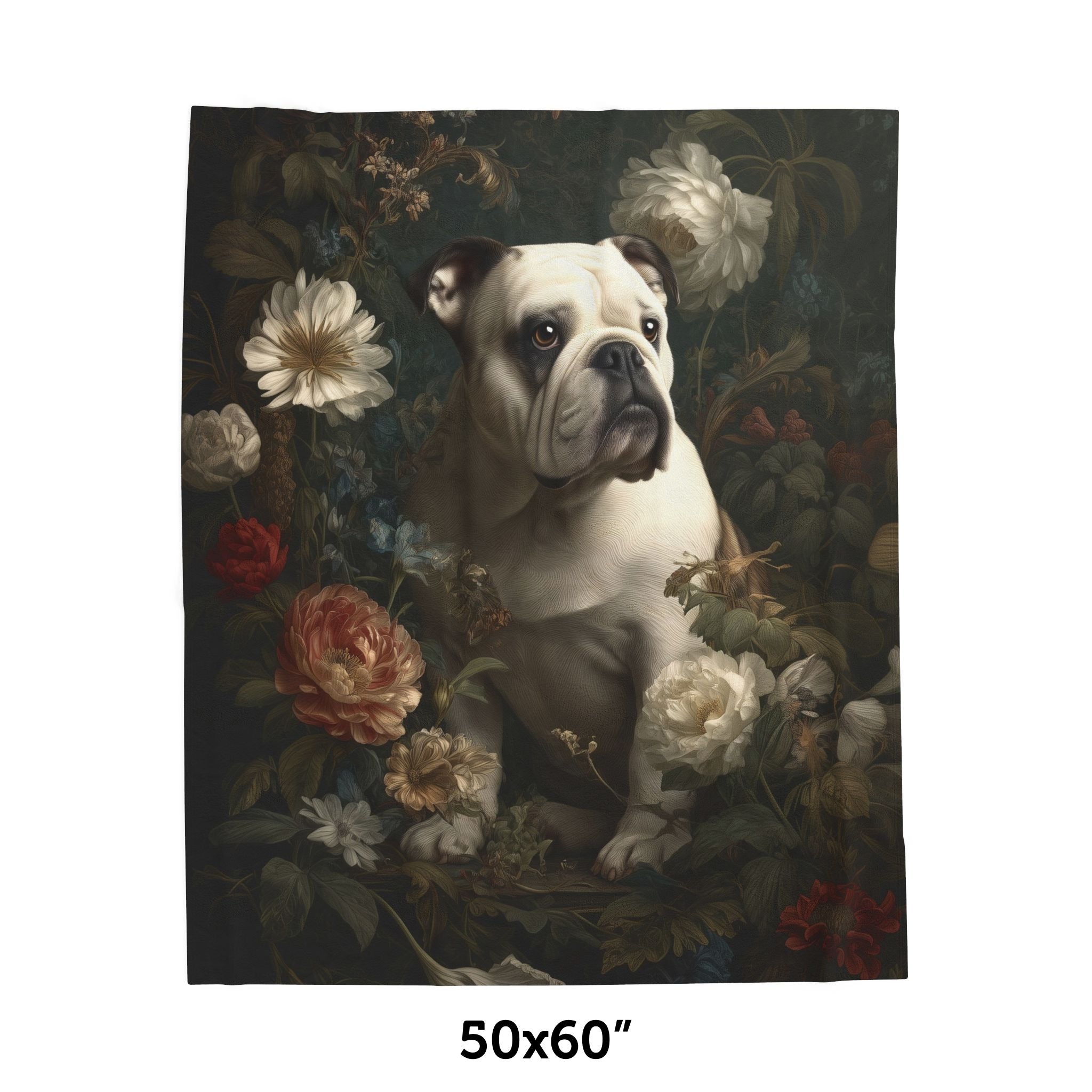 Botanical Bulldog Plush Blanket
