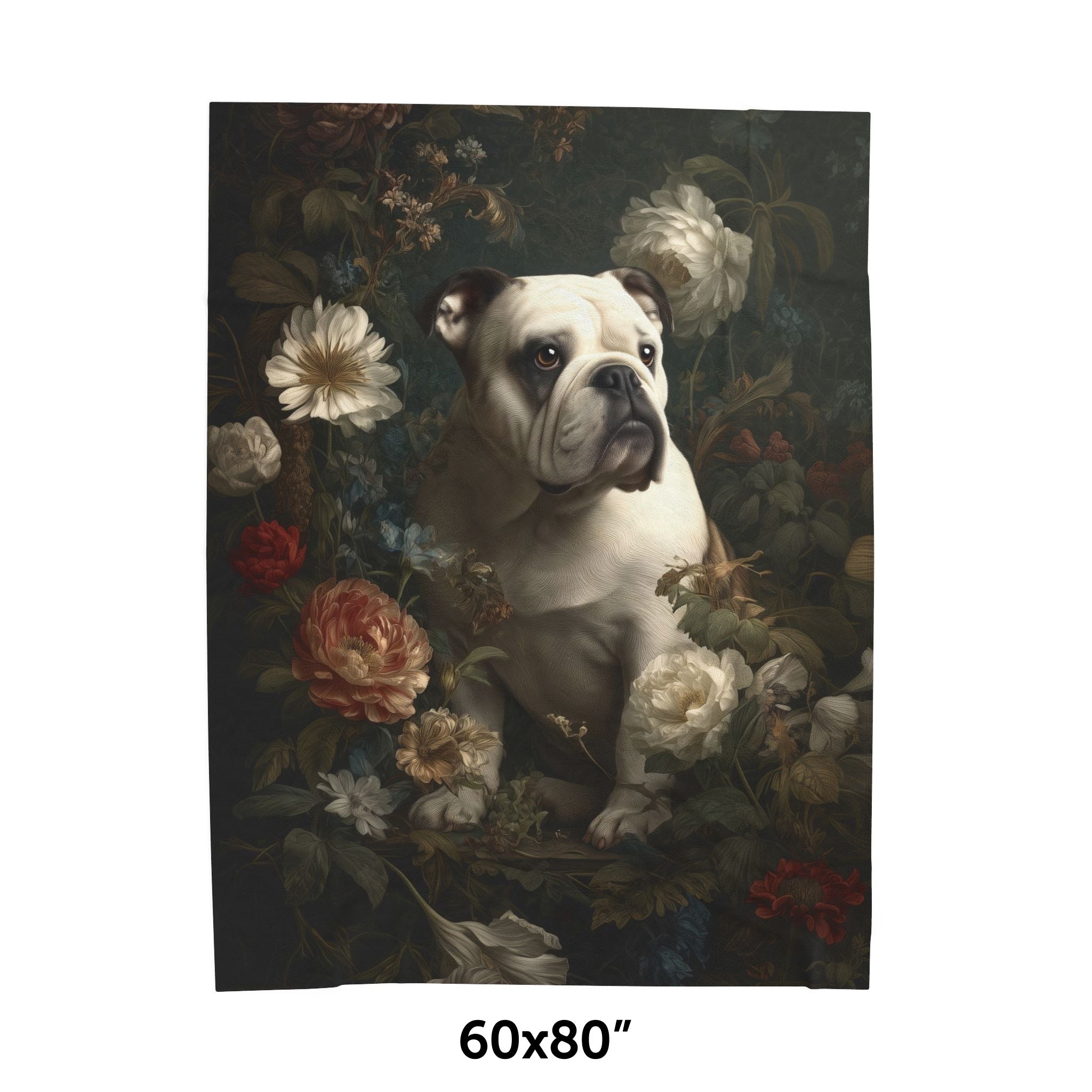 Botanical Bulldog Plush Blanket