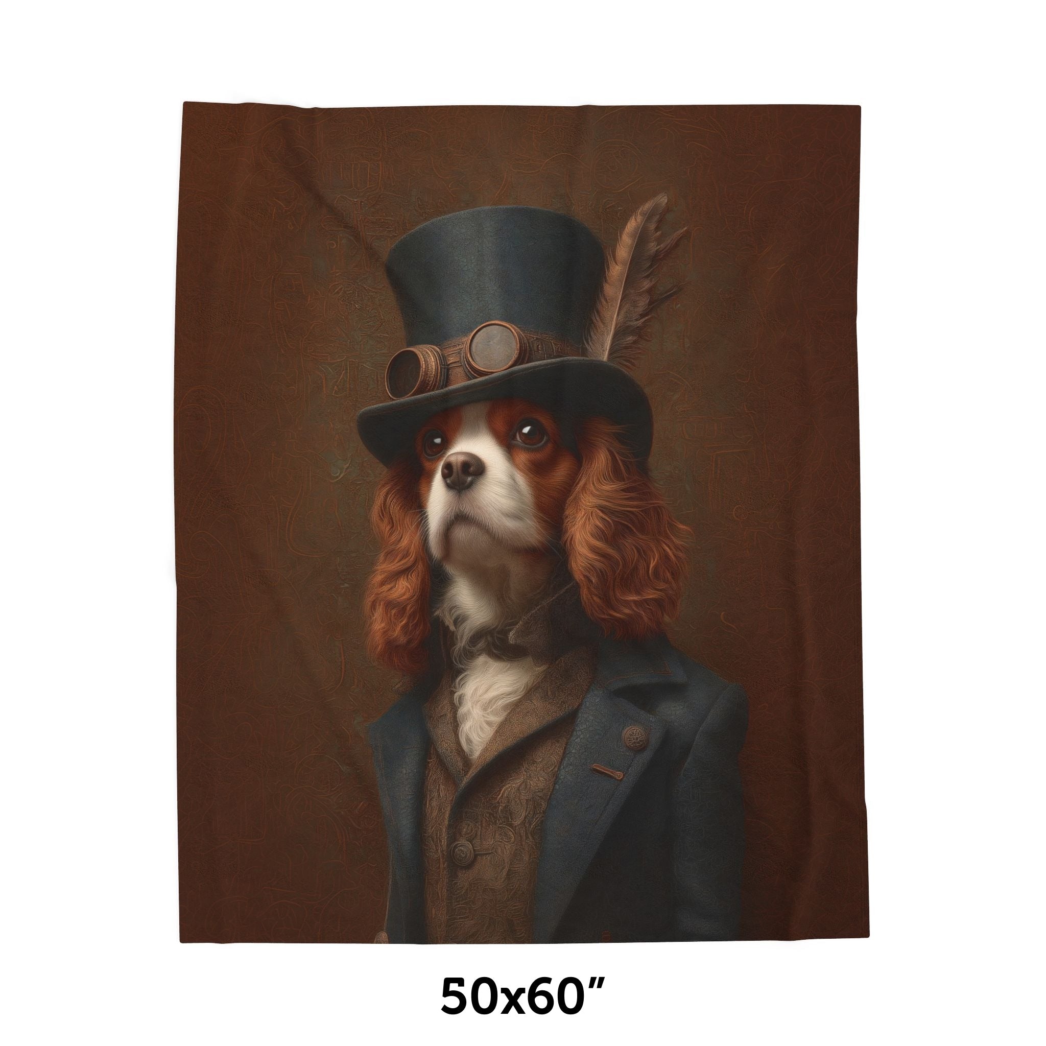 Steampunk Cavalier King Charles Spaniel Plush Blanket