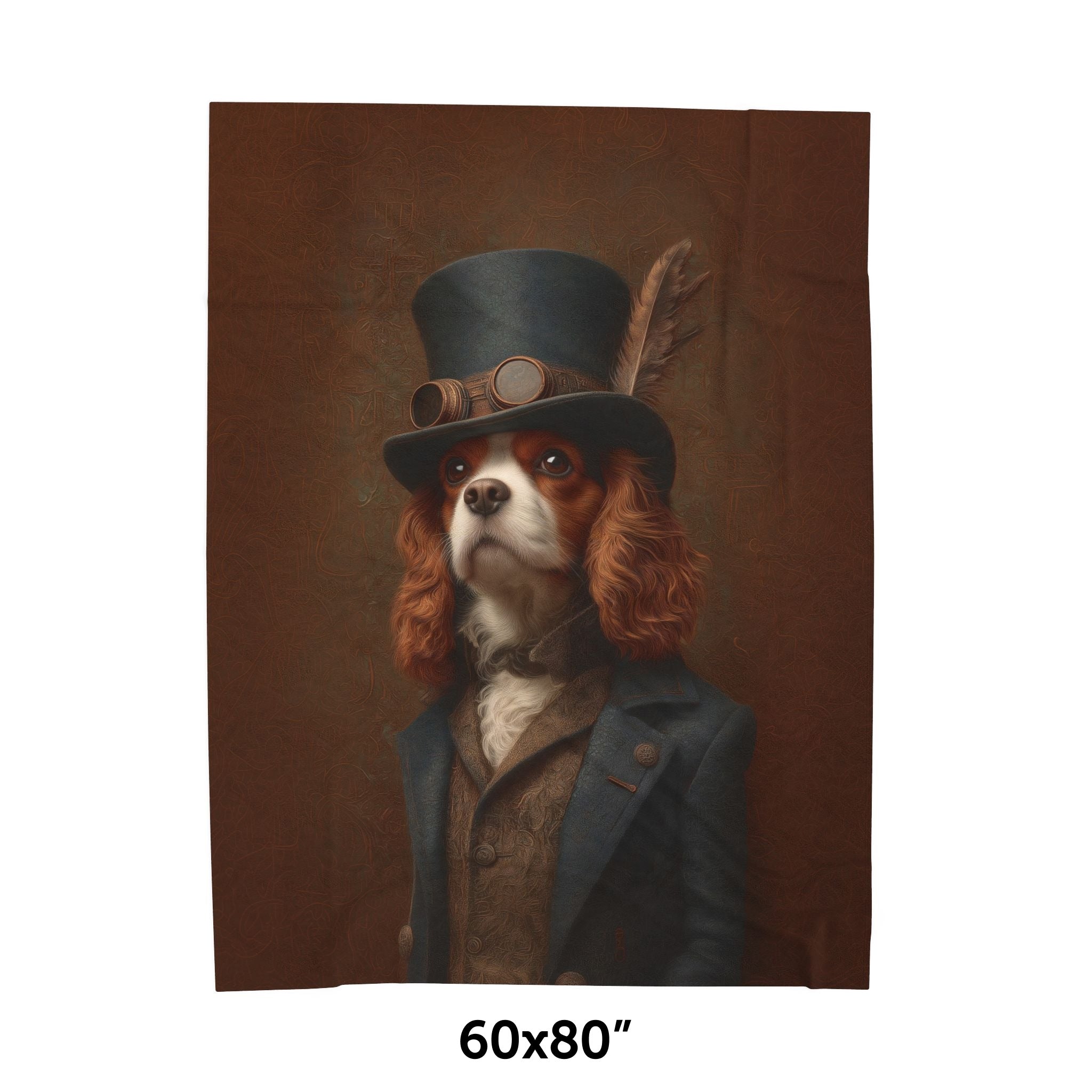 Steampunk Cavalier King Charles Spaniel Plush Blanket