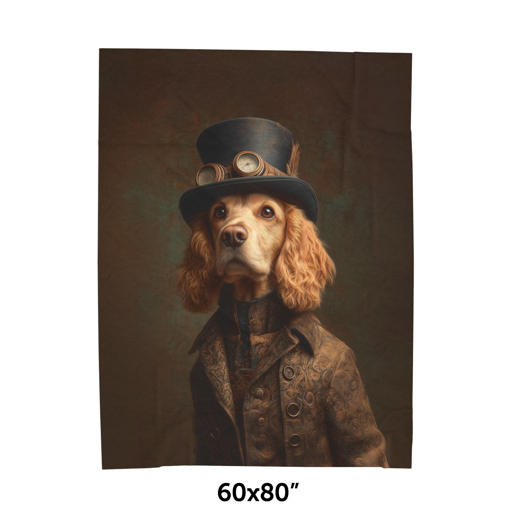 Steampunk Cocker Spaniel Plush Blanket