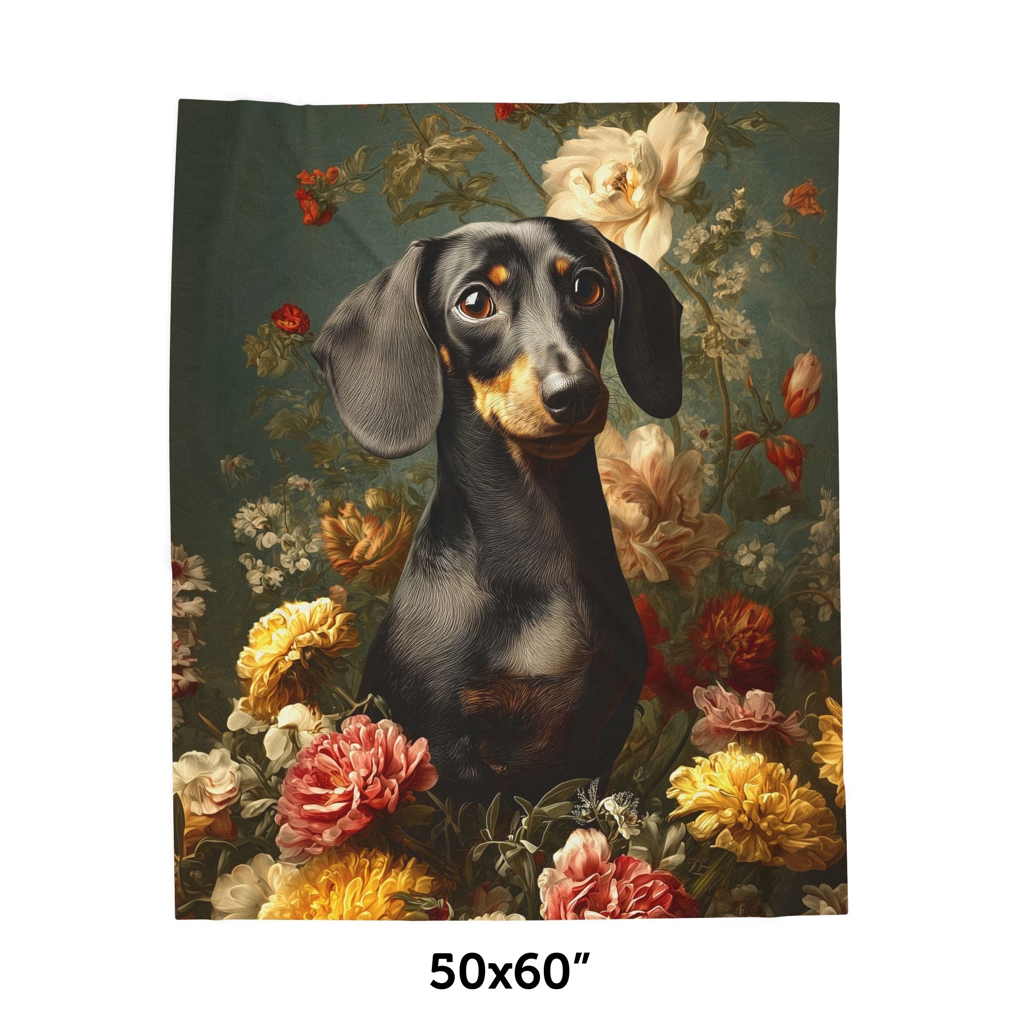 Botanical Dachshund Plush Blanket