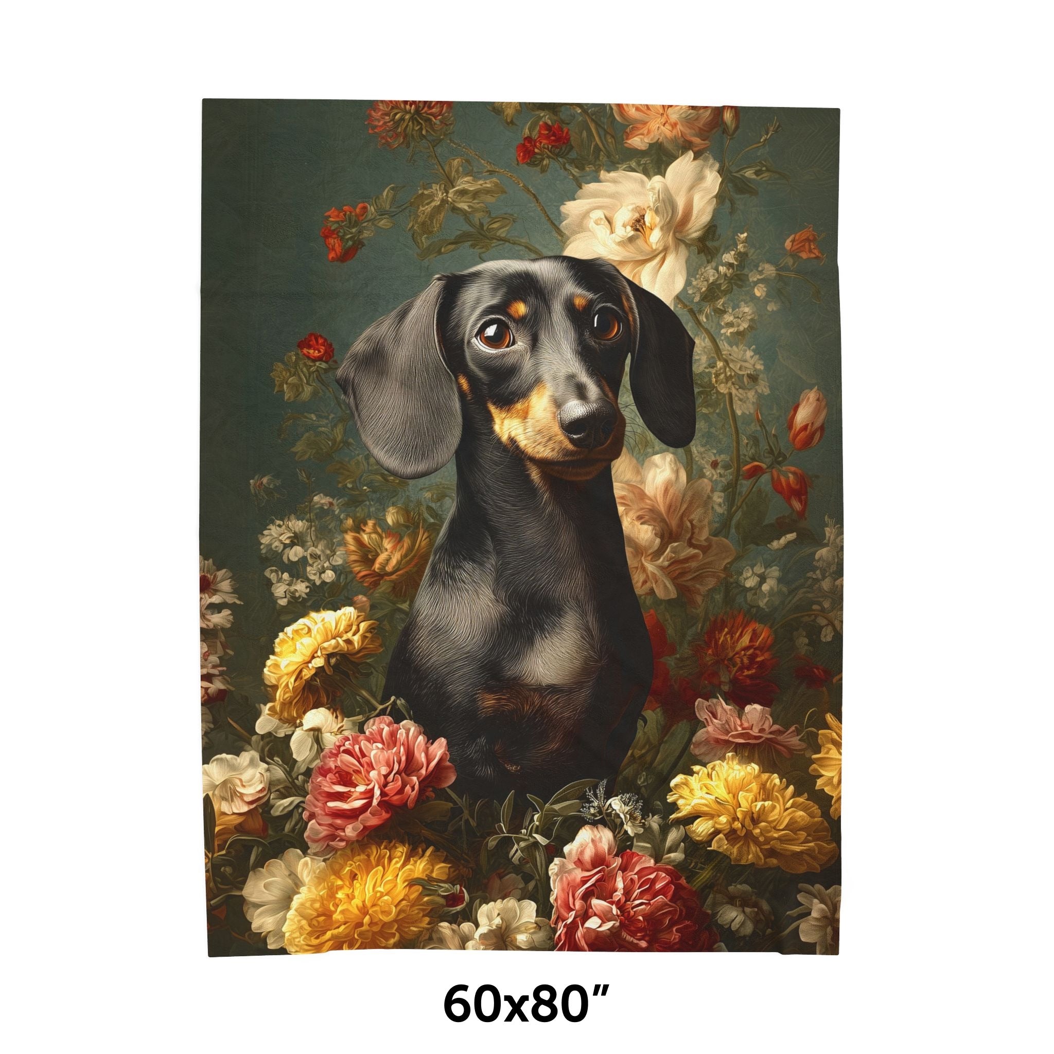 Botanical Dachshund Plush Blanket