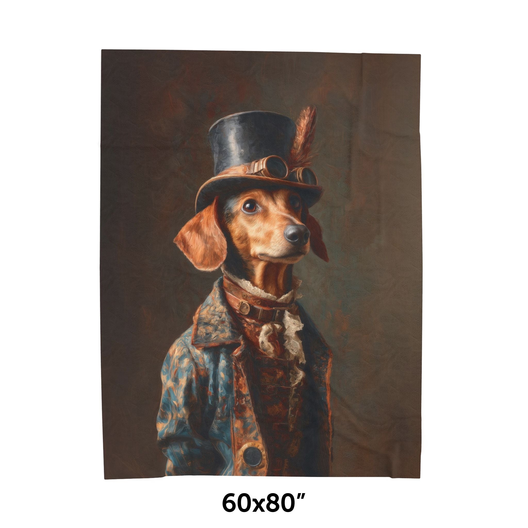 Steampunk Dachshund Plush Blanket